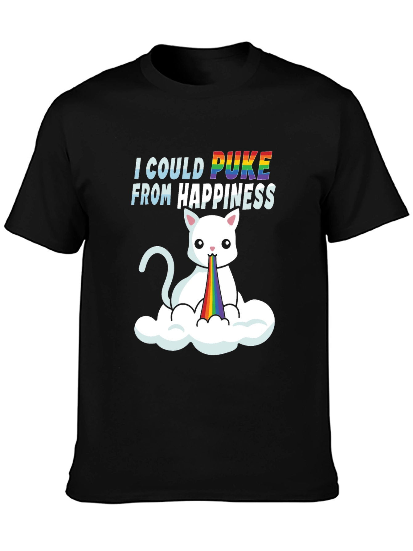 Black I Could Puke From Happiness Graphic Tee view 3