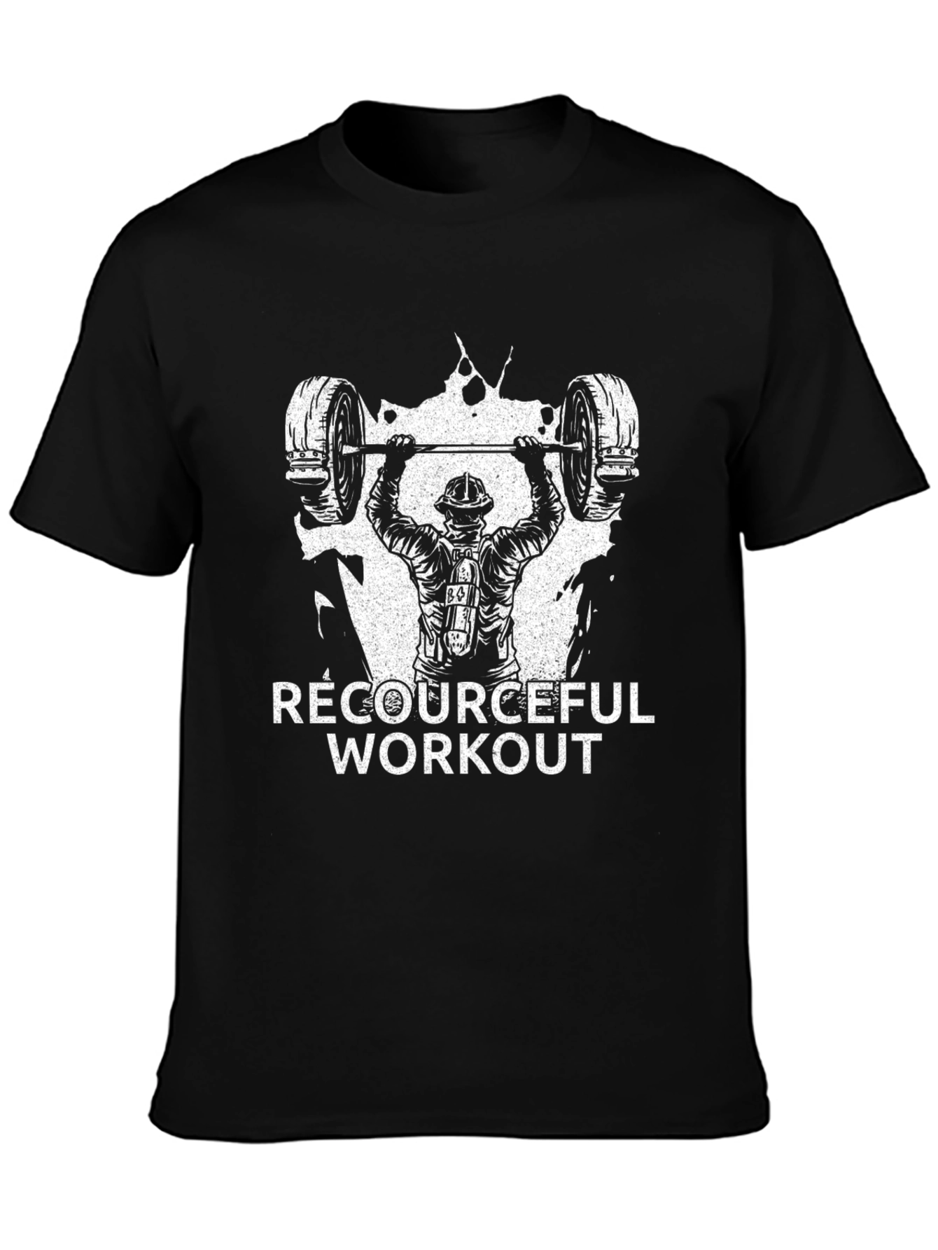 Black Firefighter Workout T-Shirt - Resourceful Fitness view 3