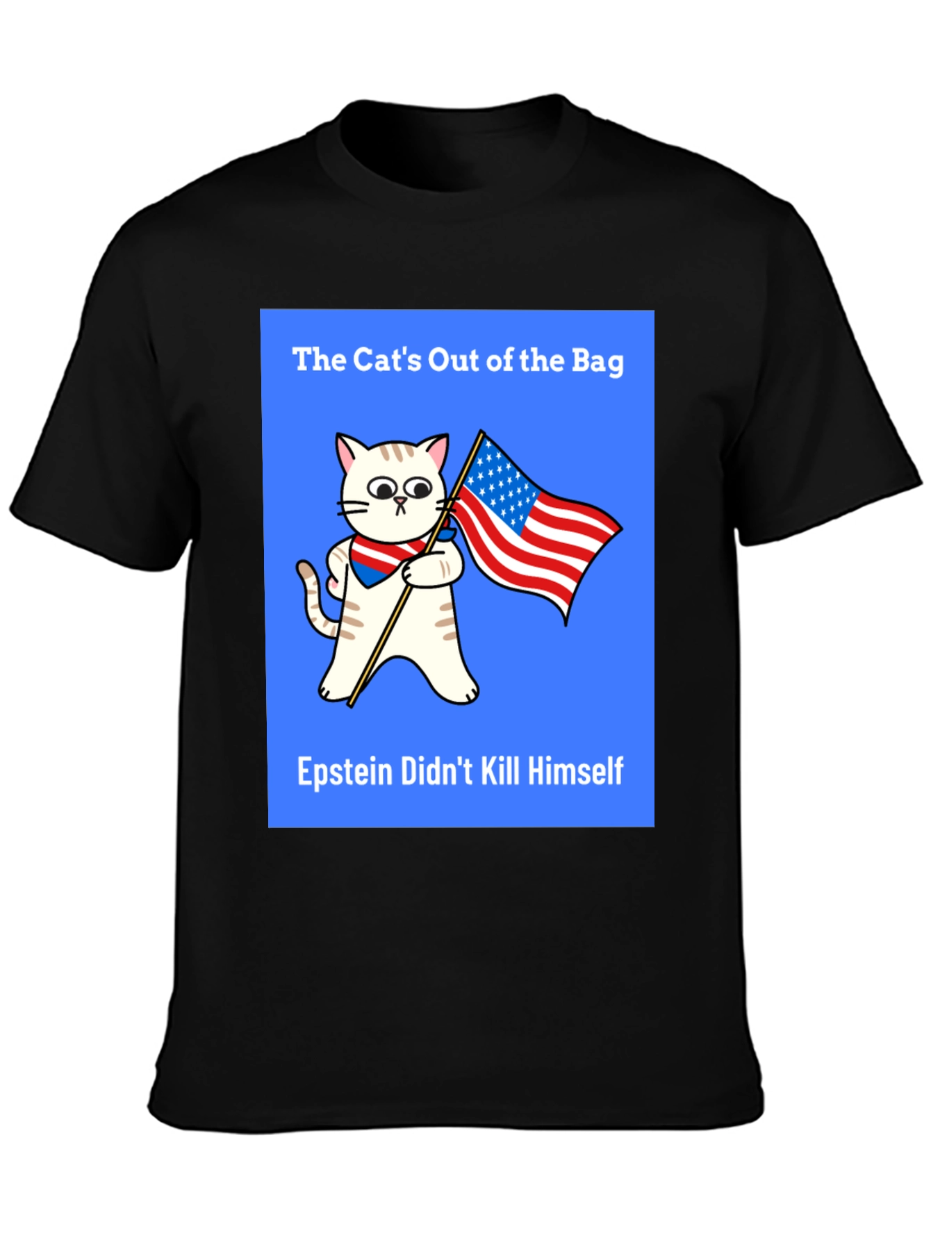 Black The Cat's Out of the Bag T-Shirt view 3