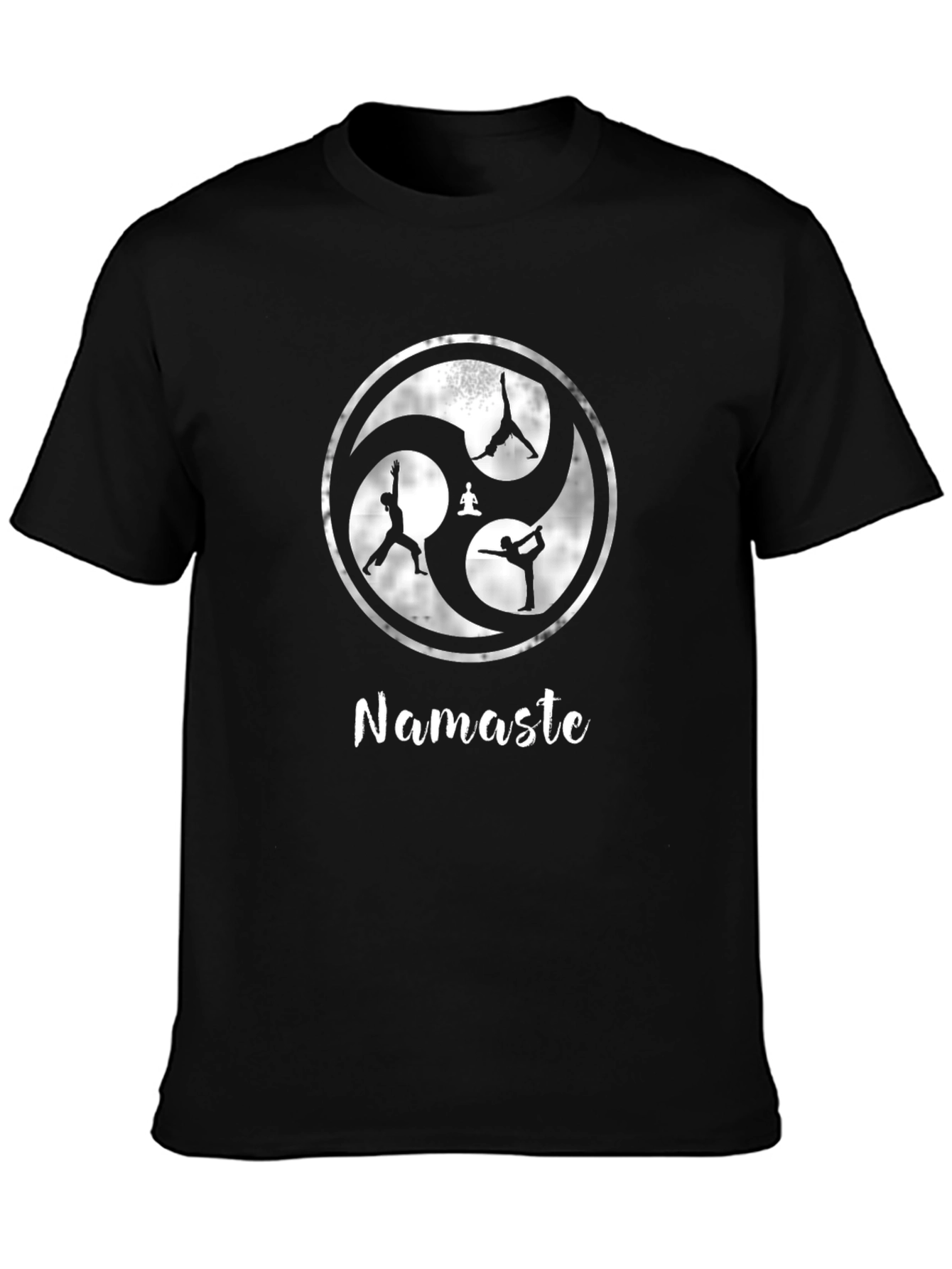 Black Namaste Yoga Design Black T-Shirt view 3