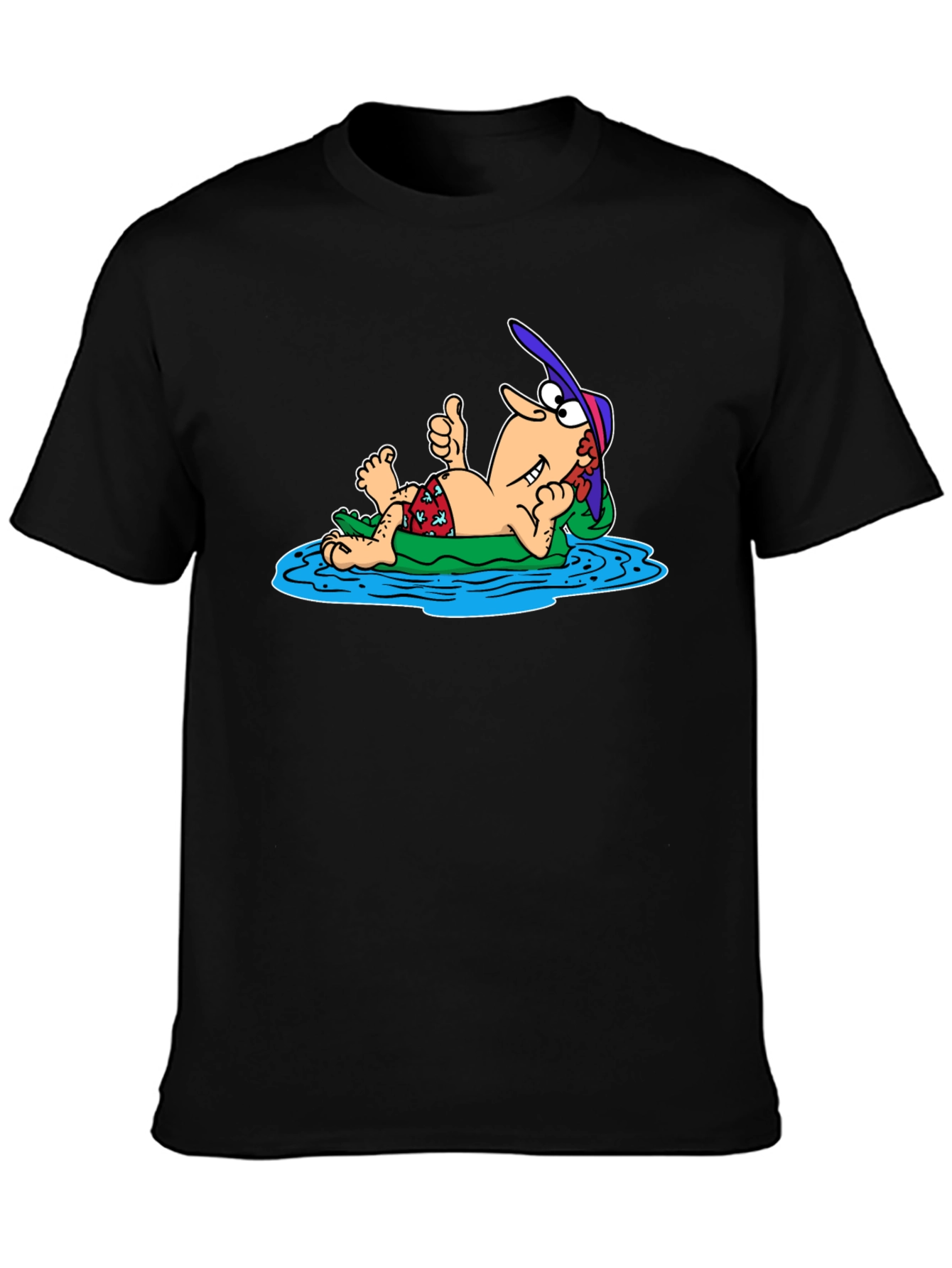 Black Relaxing Man Cartoon T-Shirt view 3