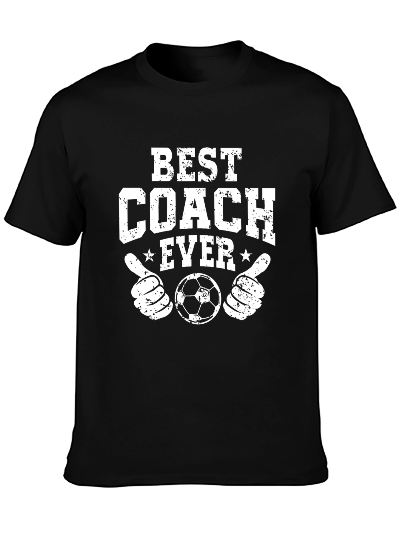Black Best Coach Ever Soccer T-Shirt - Black view 3