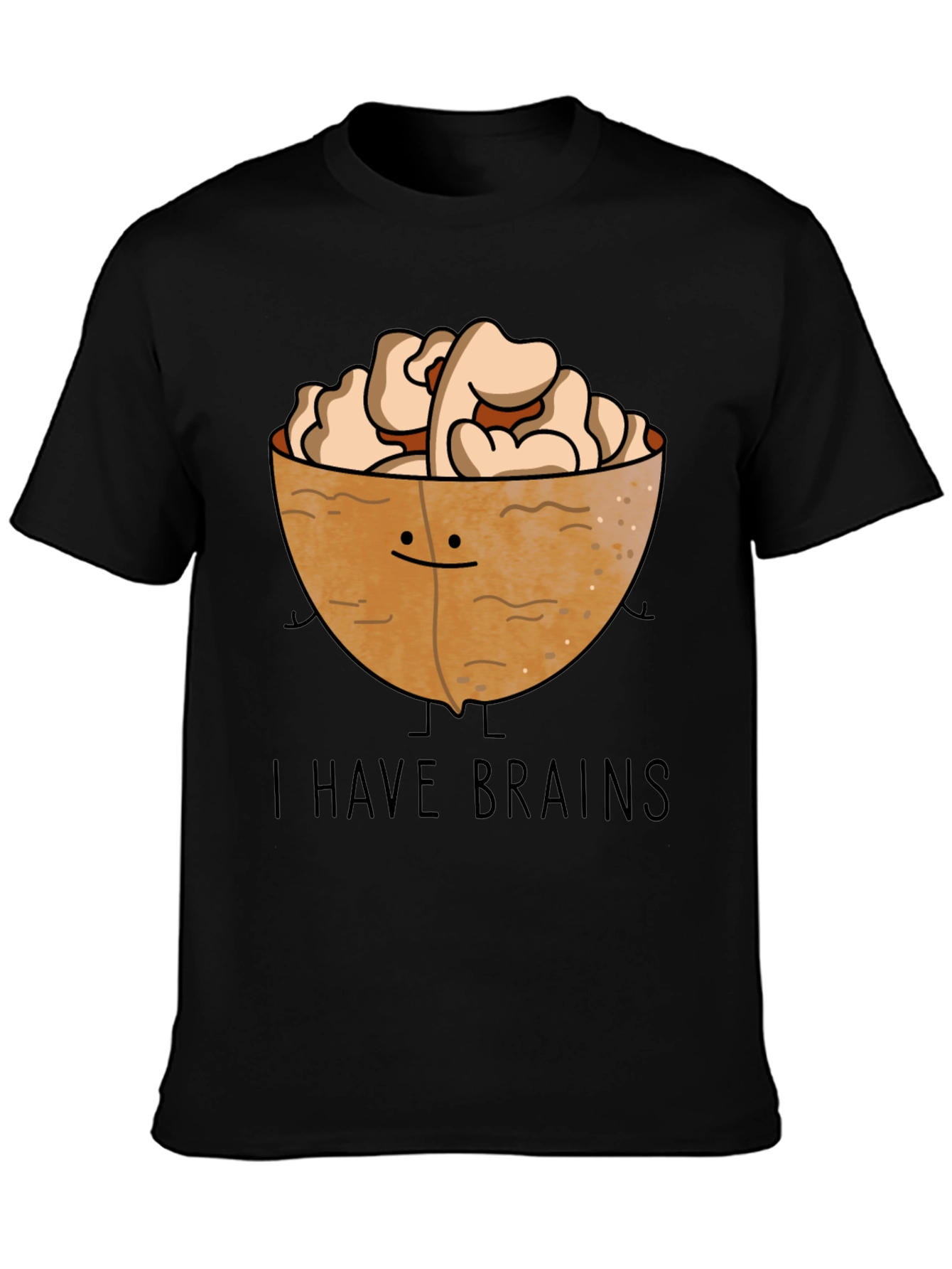 Black I Have Brains Walnut Graphic T-Shirt view 3