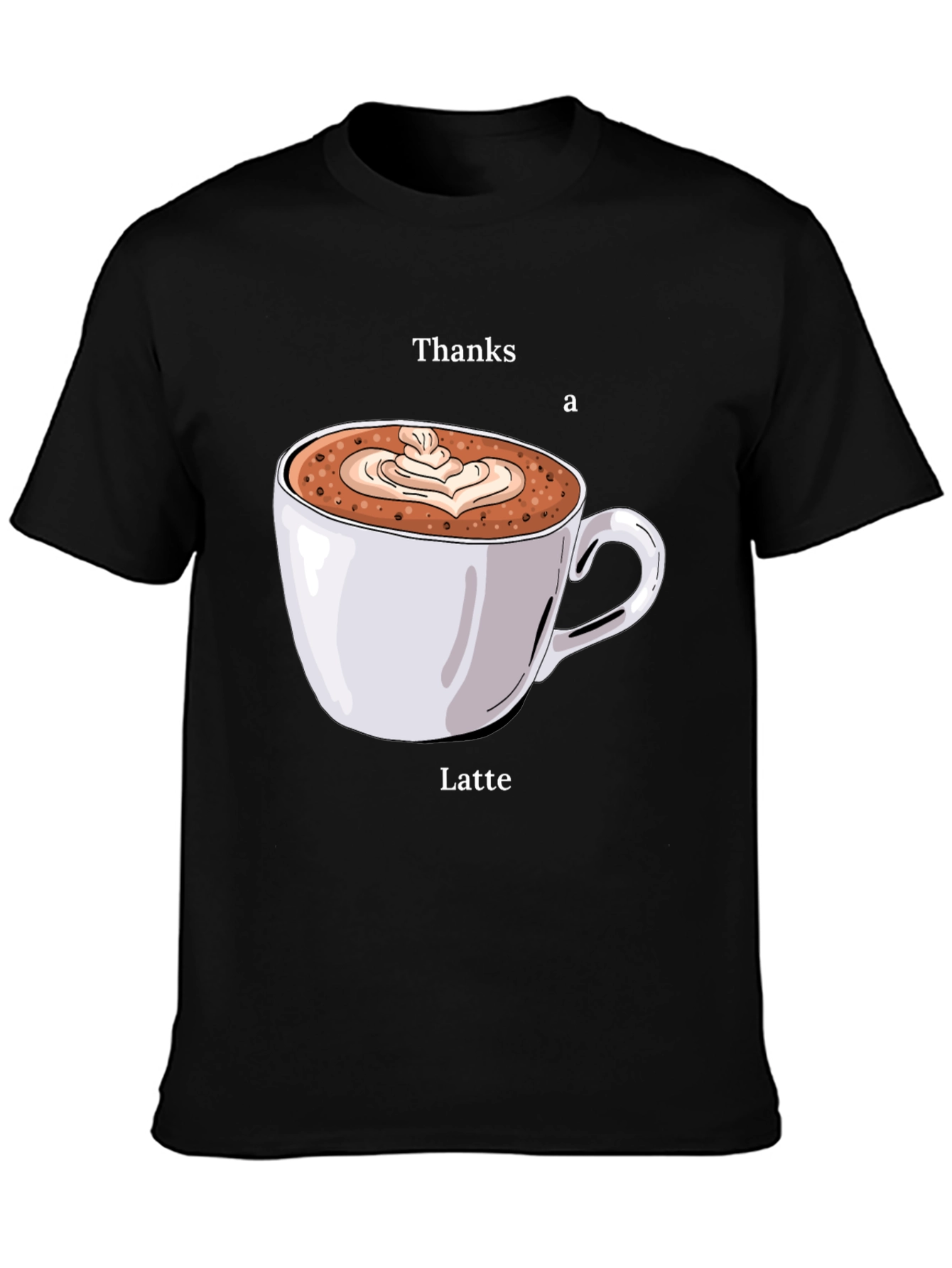 Black Thanks a Latte T-Shirt - Coffee Lover Tee view 3