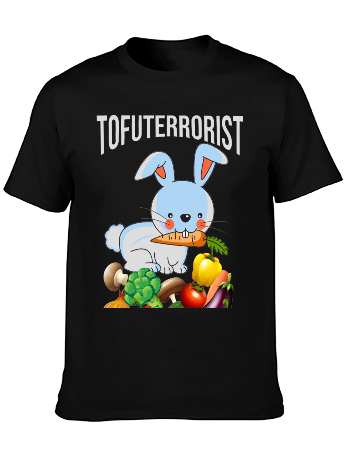 Black Tofuterrorist Vegan Bunny T-Shirt view 3