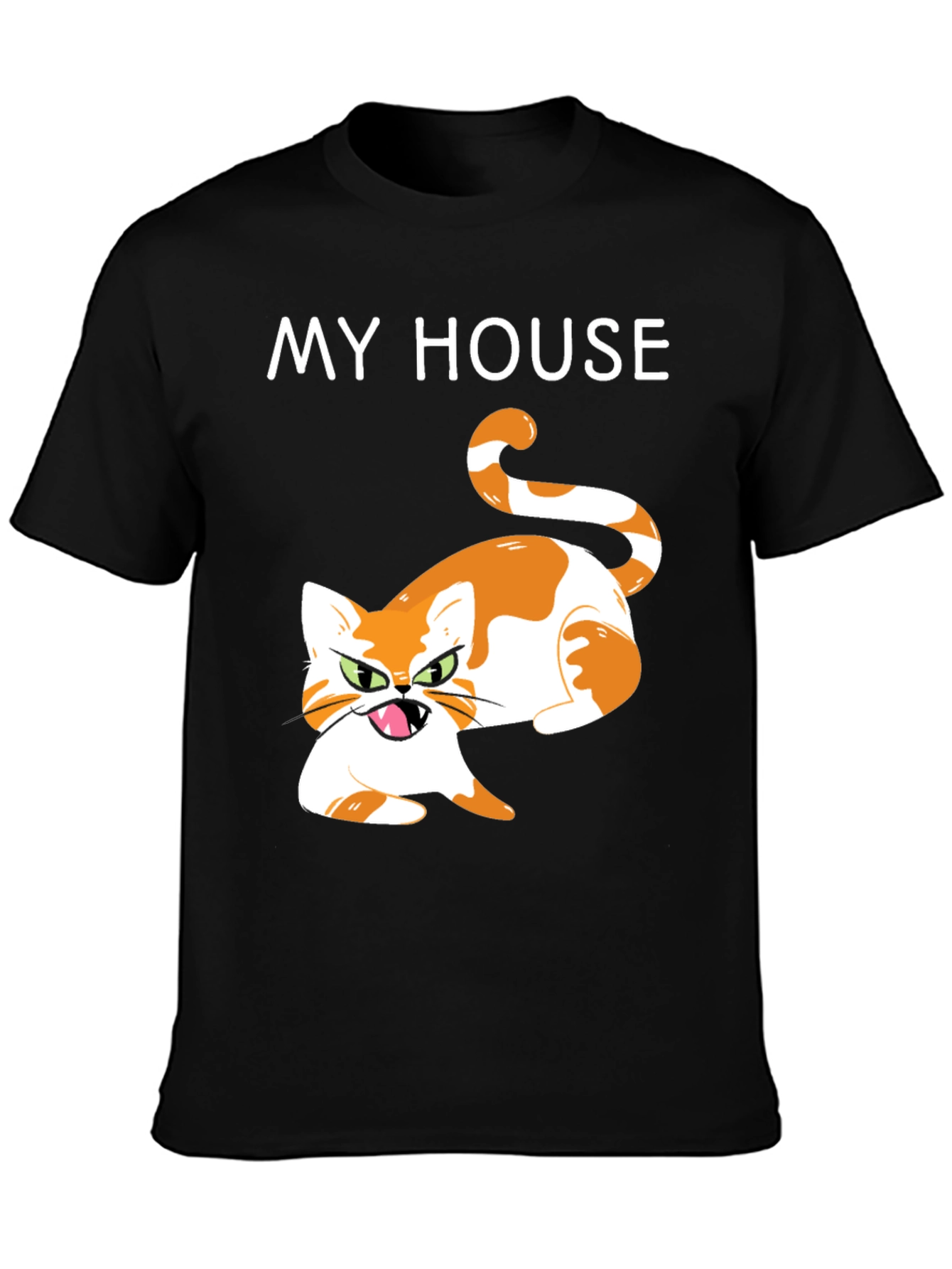 Black My House Cat Graphic T-Shirt - Novelty Tee view 3
