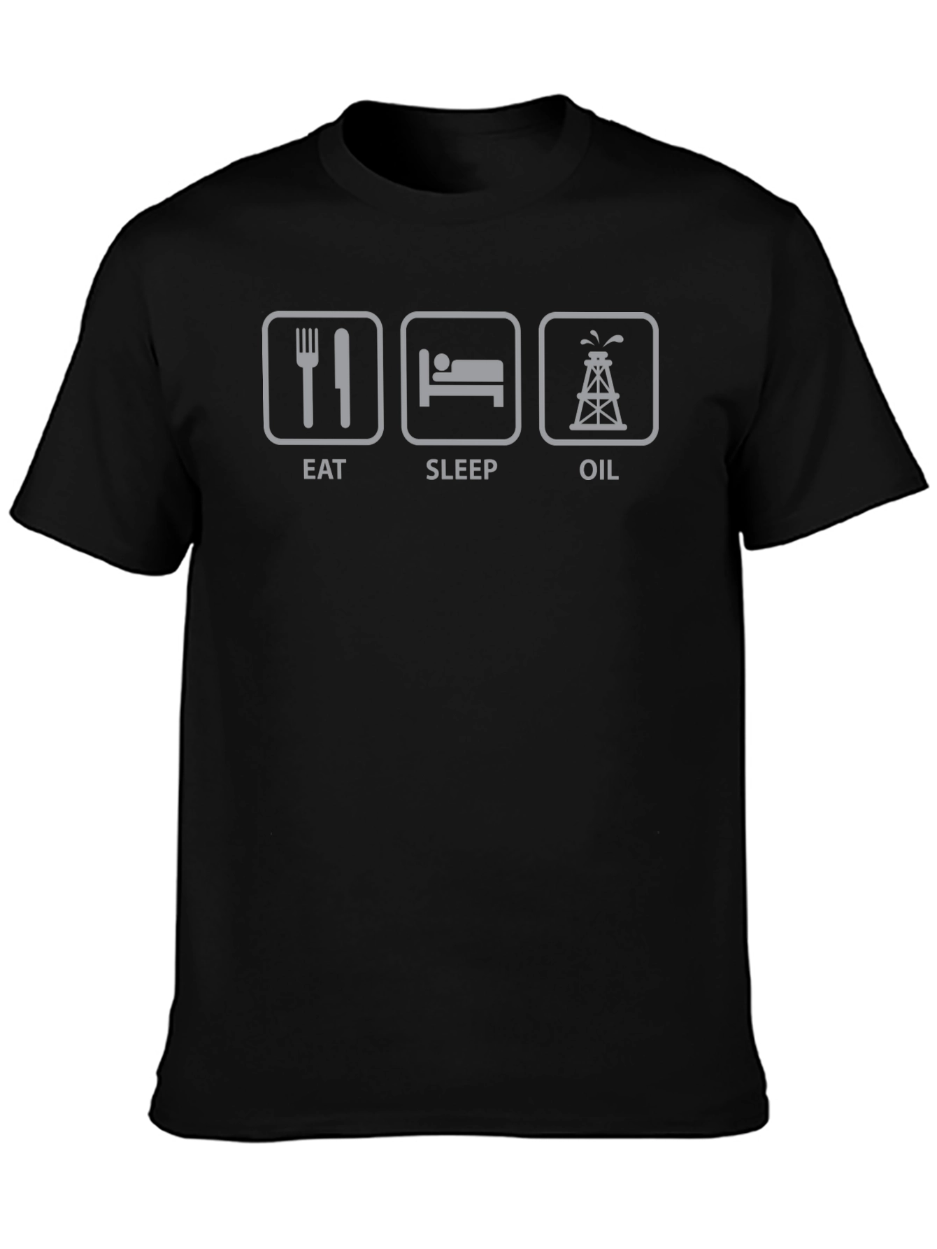Black Eat Sleep Oil T-Shirt - Funny Worker Gift view 3
