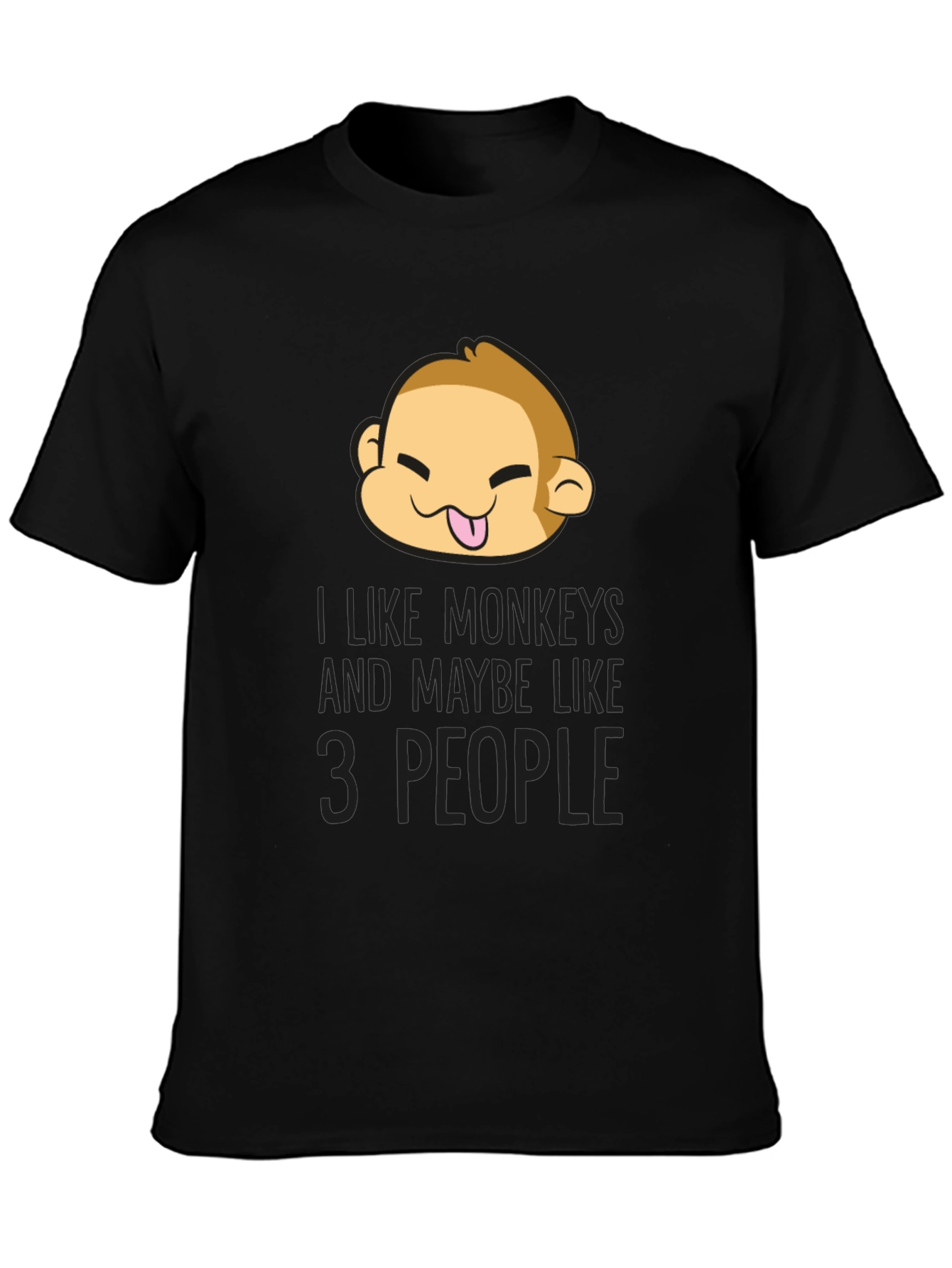 Black Funny Monkey Lover Graphic T-Shirt - Black view 3