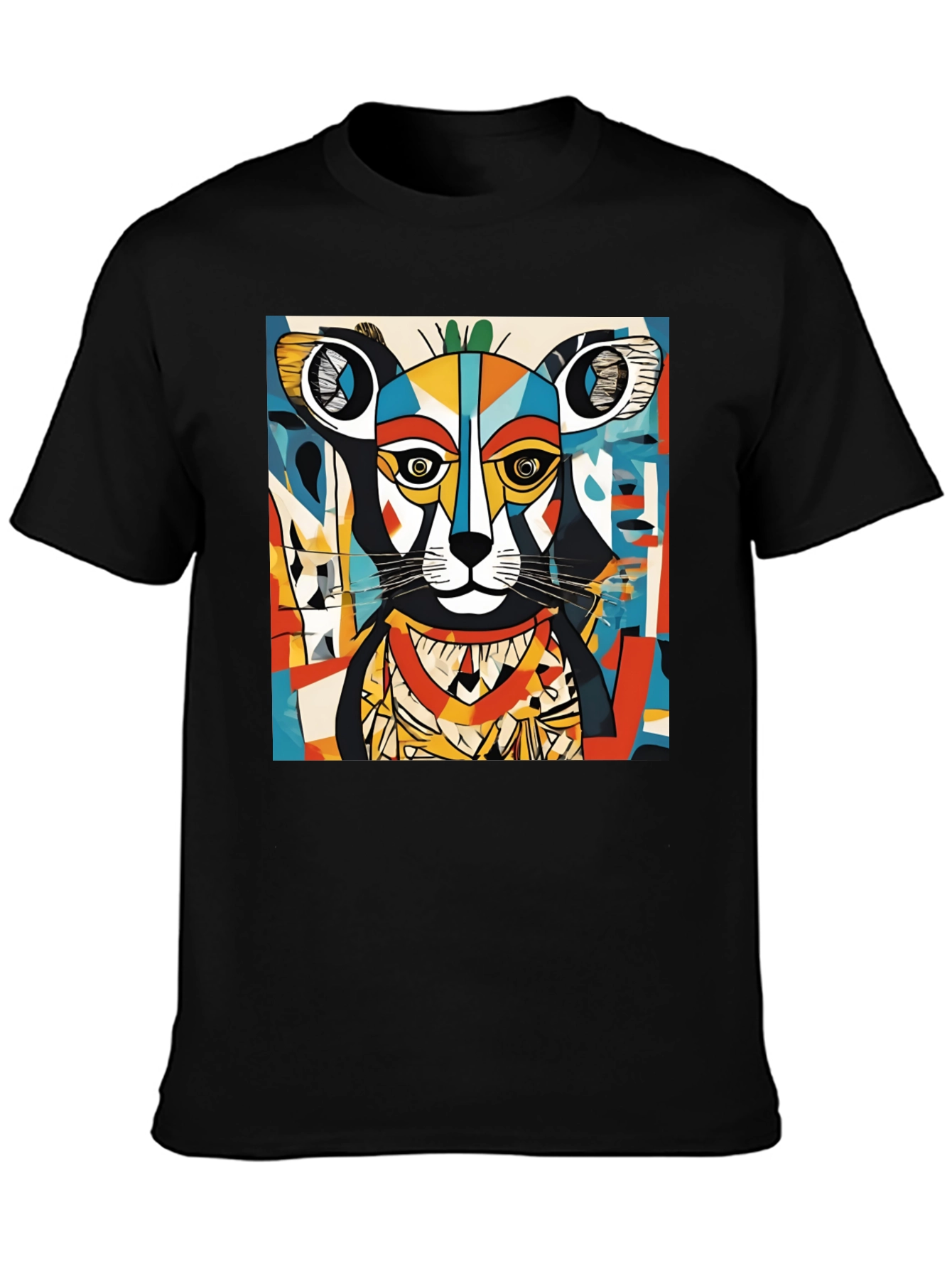 Black Abstract Animal Graphic Tee - Modern Art Shirt view 3