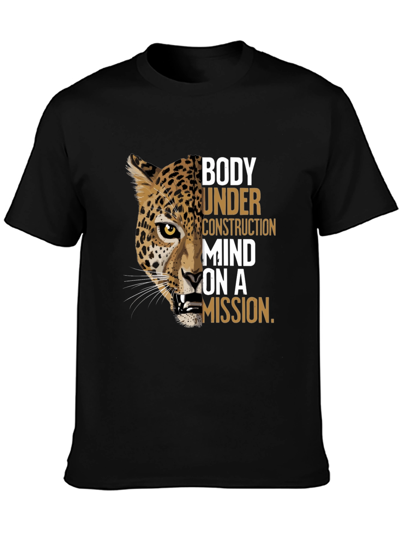 Black Body Under Construction Leopard Graphic T-Shirt view 3