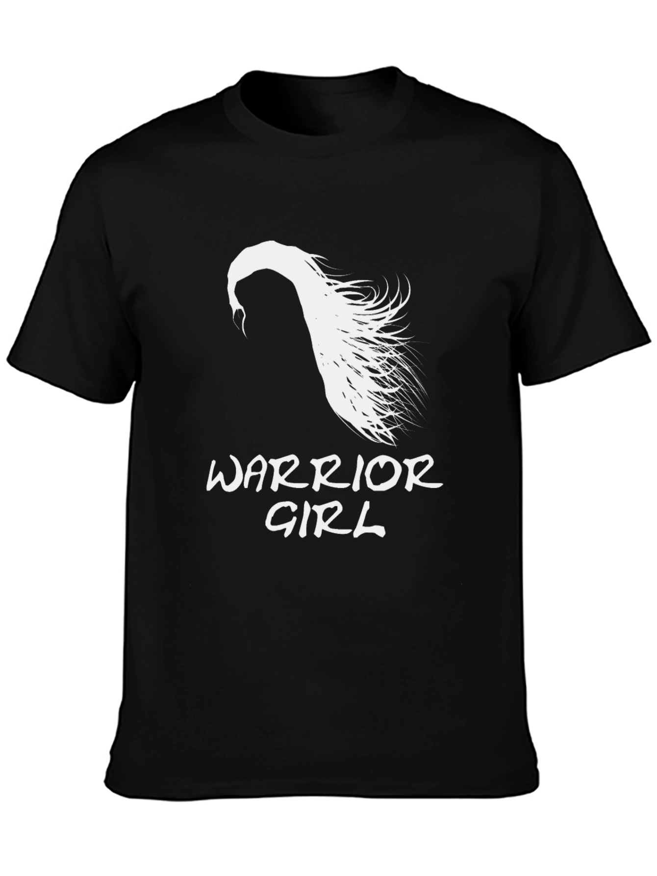 Black Warrior Girl Graphic T-Shirt - Black Cotton Tee view 3