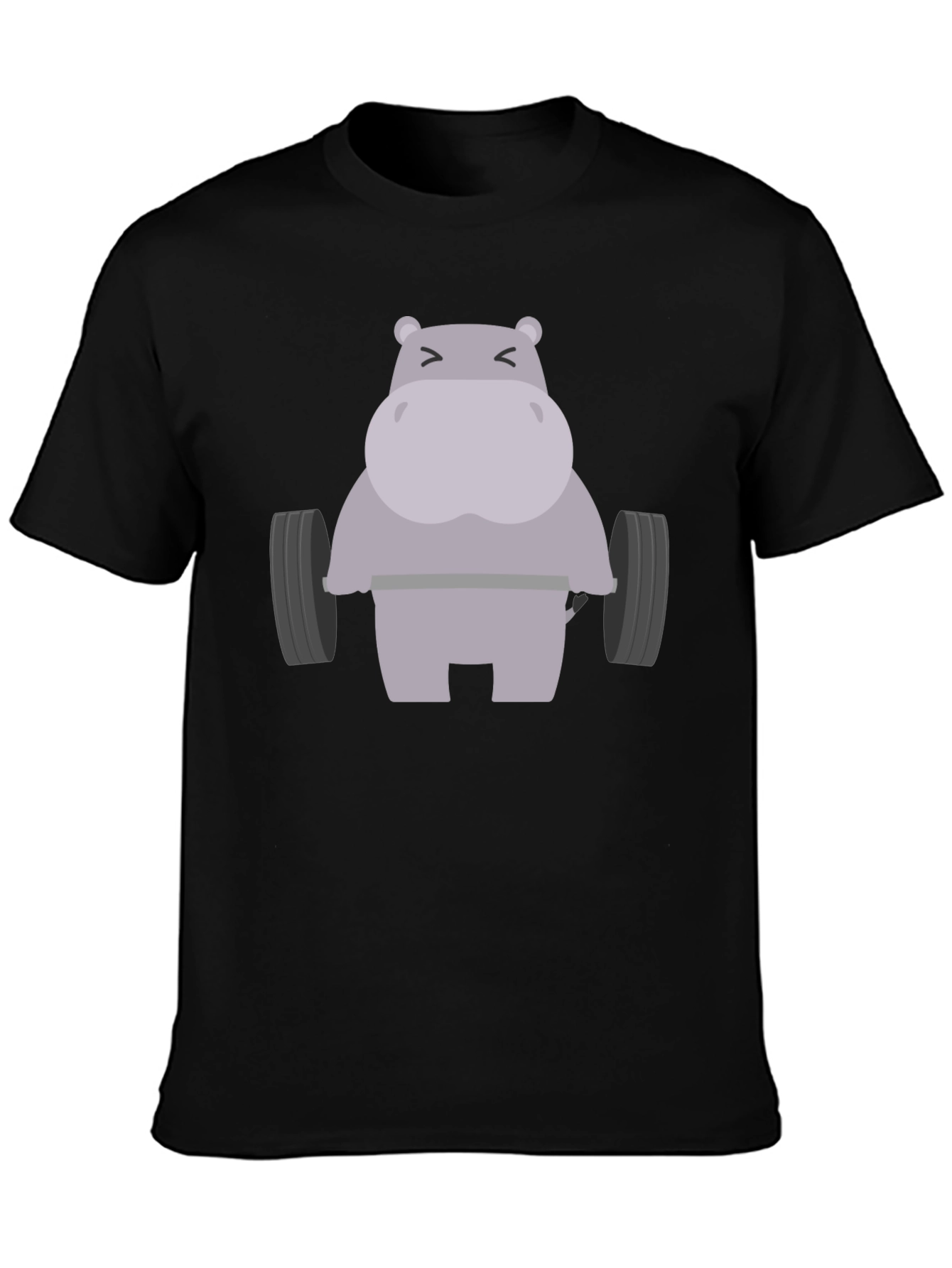 Black Hippo Lifting Weights Graphic T-Shirt - Gym Humor view 3