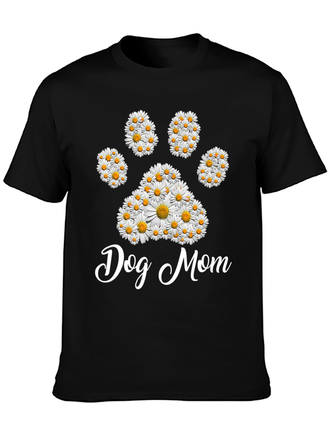 Black Dog Mom Daisy Paw Print T-Shirt view 3