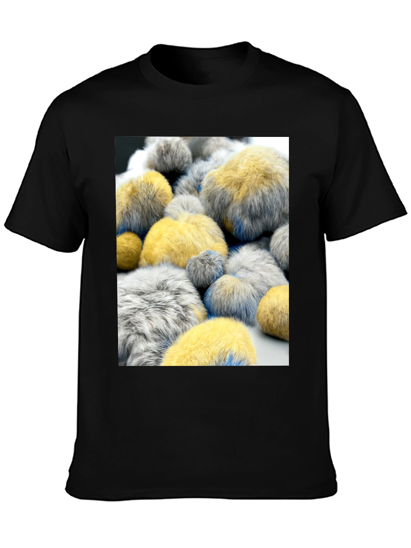 Black Abstract Fluffy Ball Pattern Tee view 3