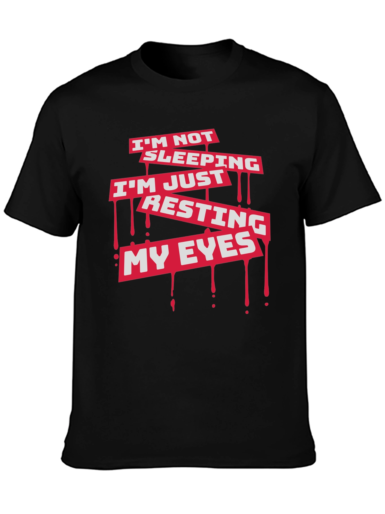 Black I'm Not Sleeping Graphic Tee - Funny Men's Black T-Shirt view 3