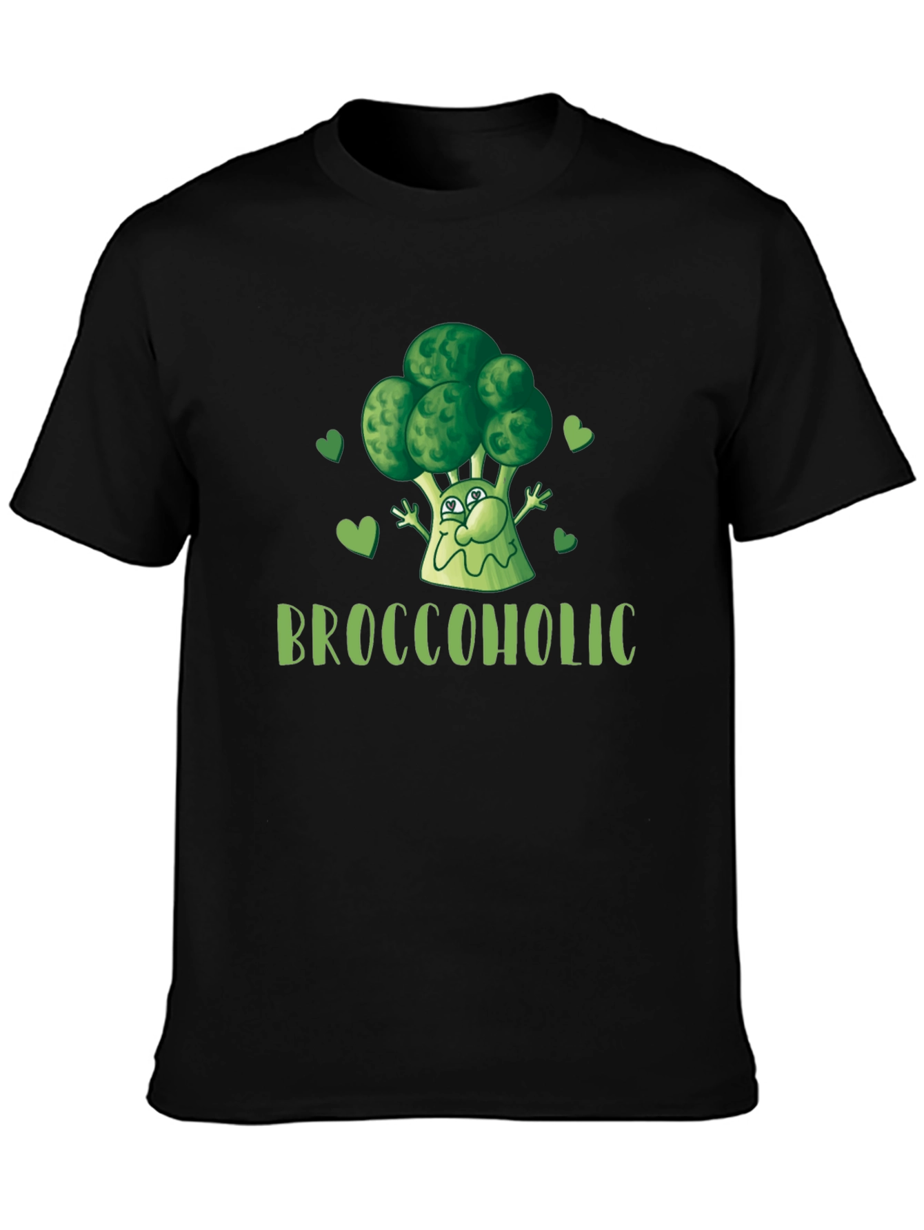 Black Broccoholic Funny Broccoli Lover Black T-Shirt view 3