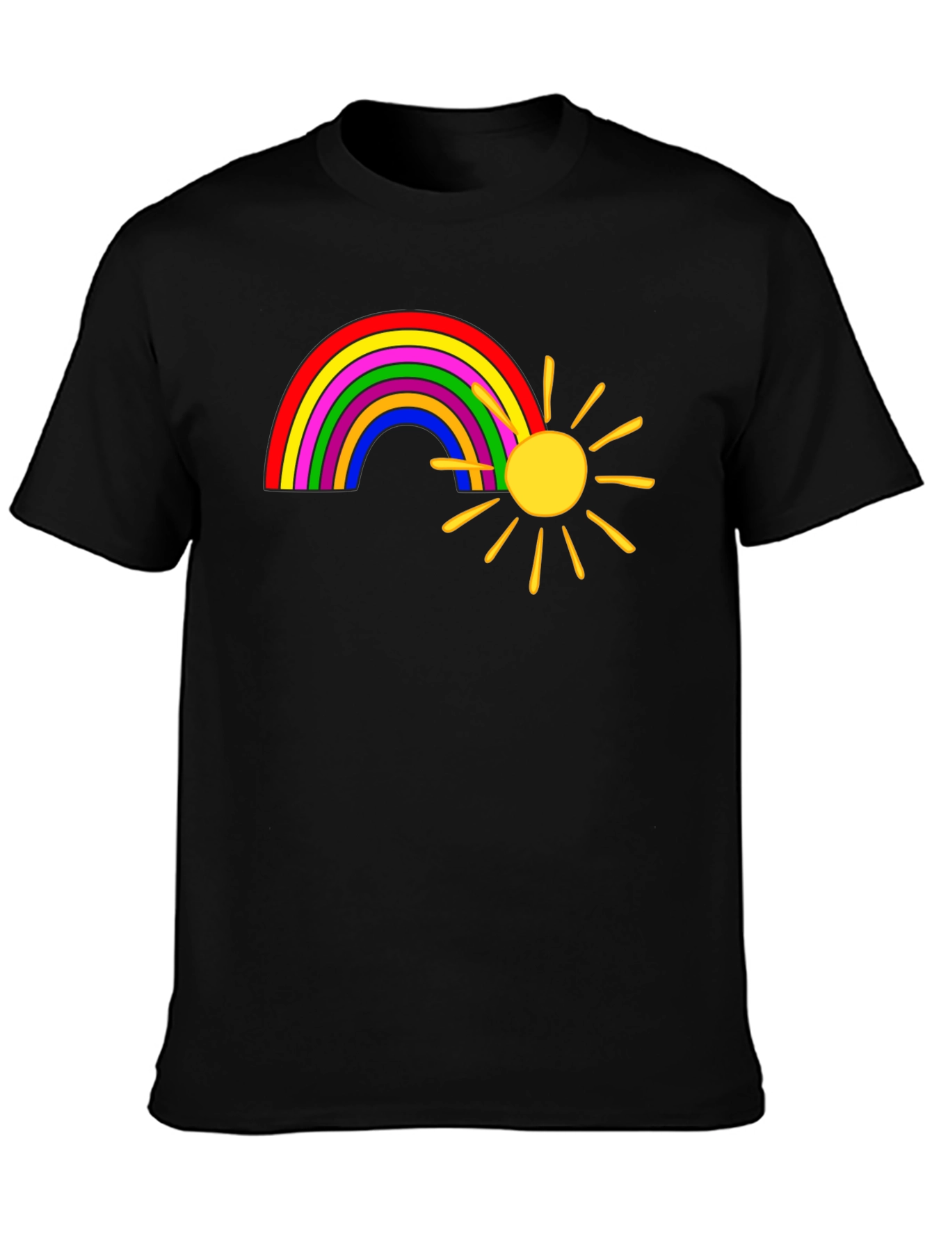 Black Rainbow and Sun Graphic Tee - Black view 3