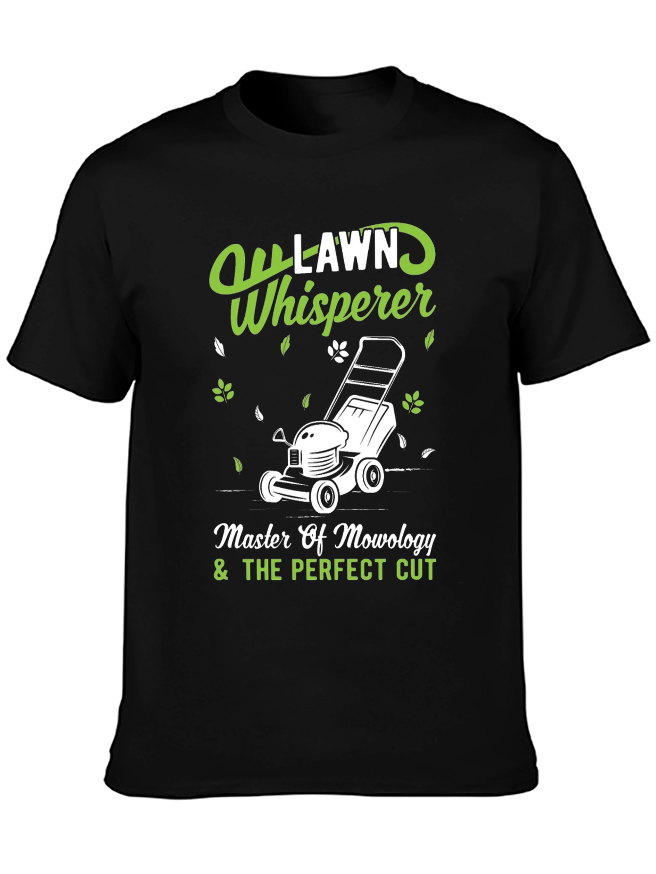 Black Lawn Whisperer T-Shirt - Perfect Cut Mowology Tee view 3
