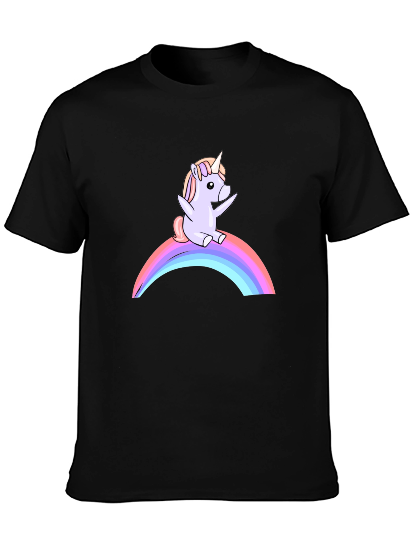 Black Unicorn Rainbow Black T-Shirt view 3