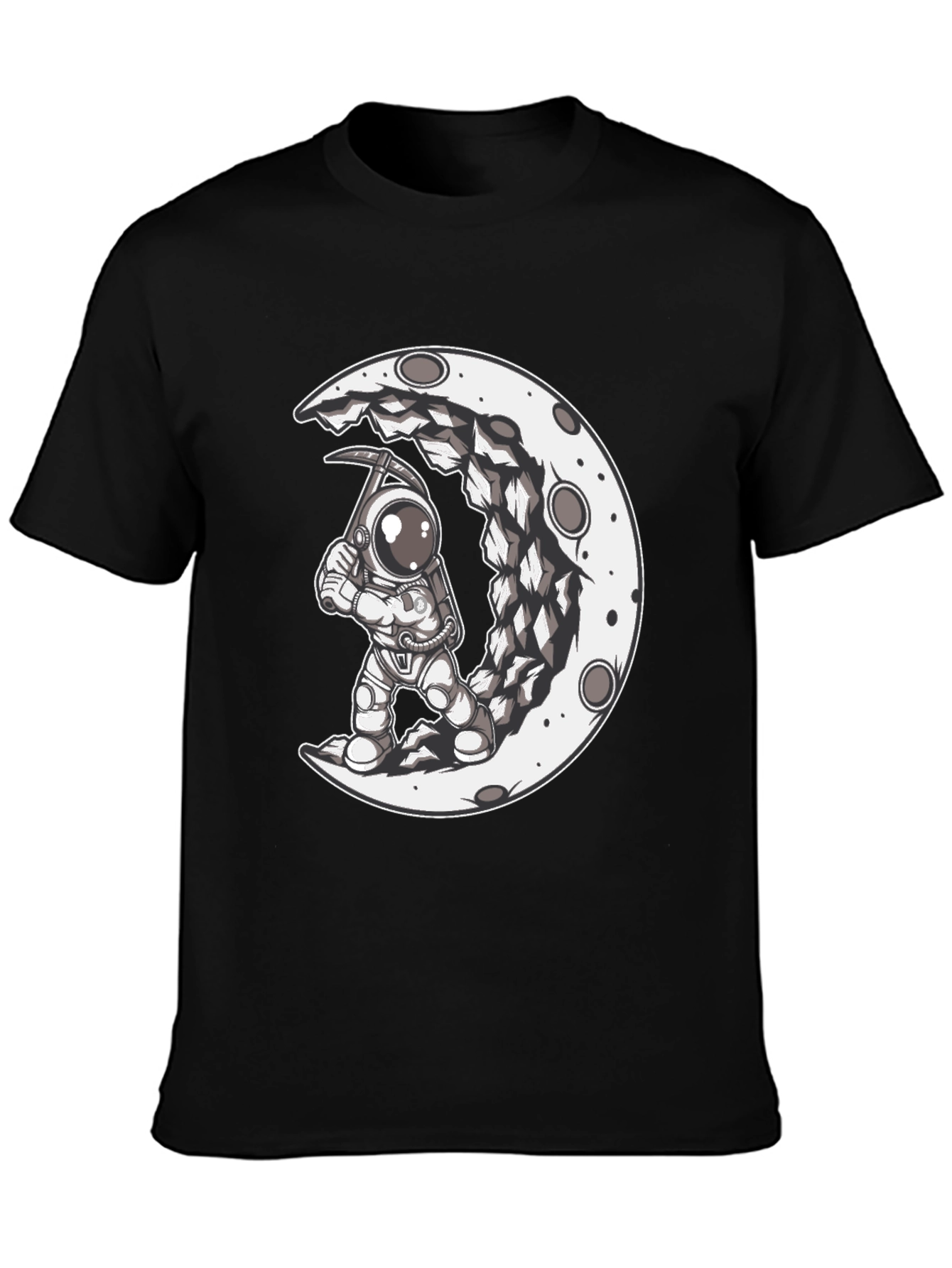 Black Astronaut Moon Mining Black Graphic T-Shirt view 3