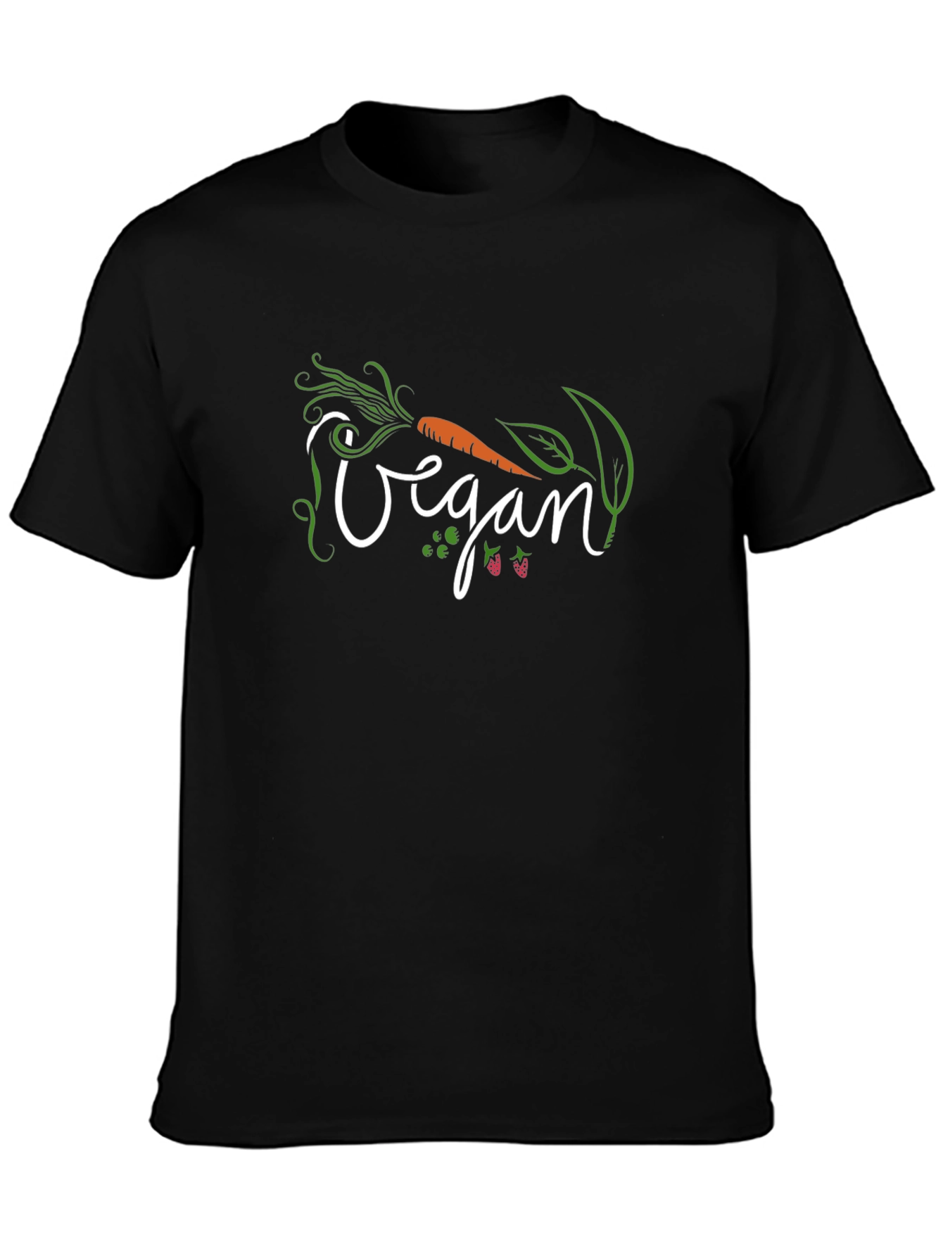 Black Vegan Graphic Tee - Black Cotton Shirt view 3