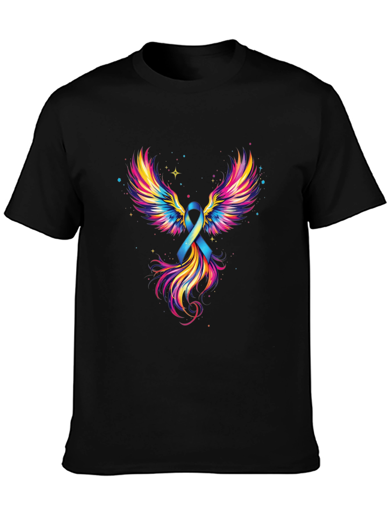 Black Ribbon Wings Graphic Tee - Awareness Shirt view 3