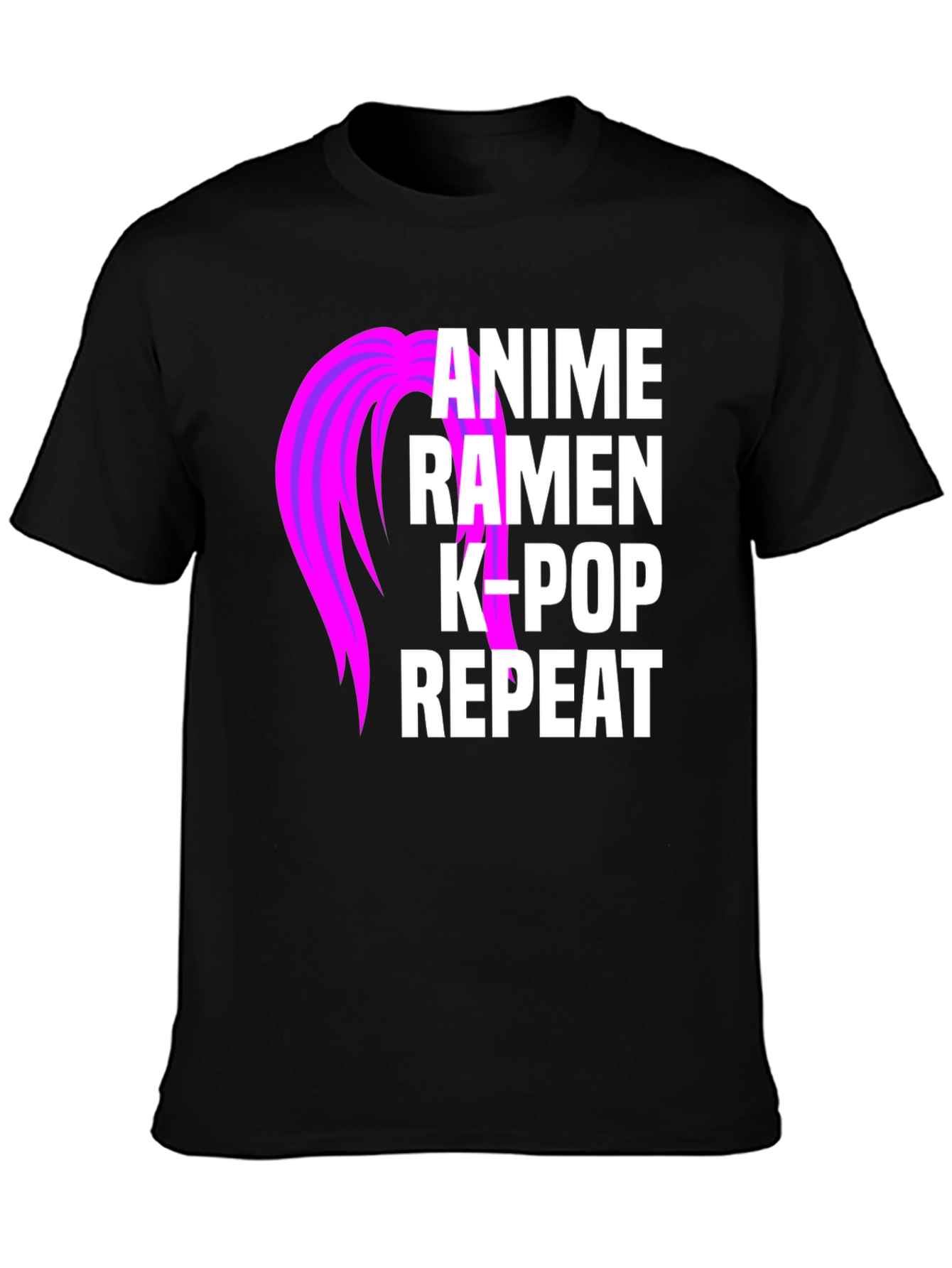 Black Anime Ramen K-Pop Repeat Graphic Tee view 3