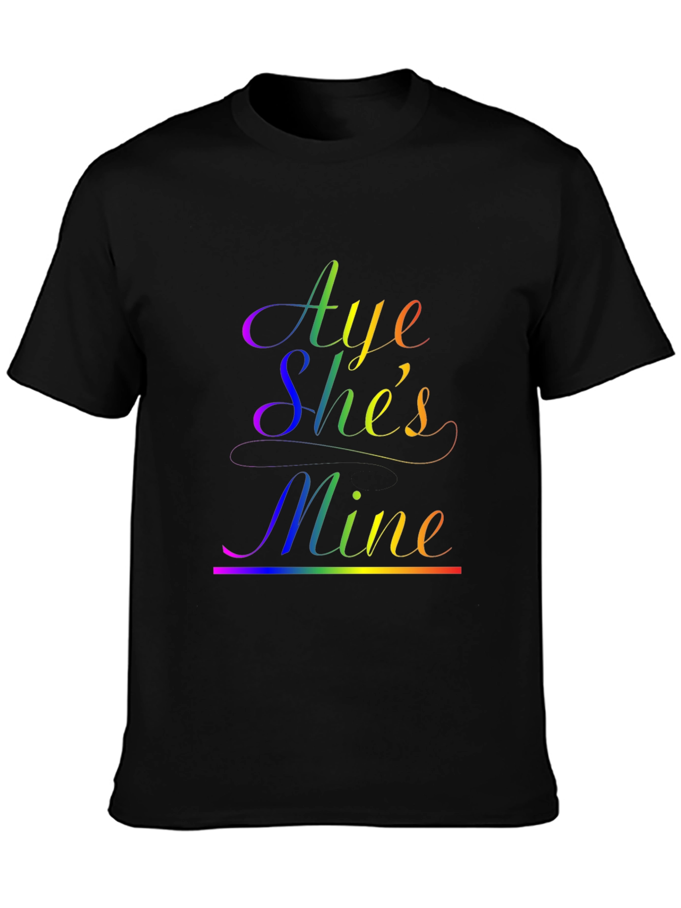 Black Aye She's Mine LGBTQ+ Pride T-Shirt view 3
