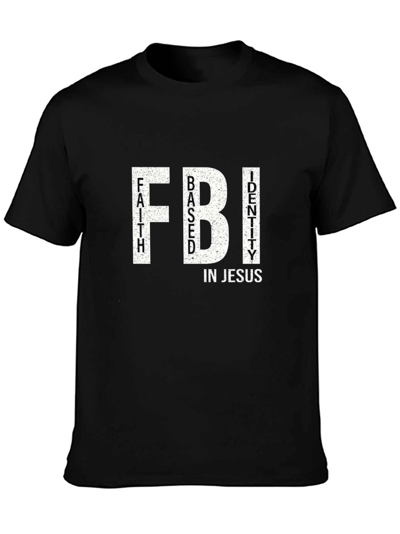 Black Faith Based Identity in Jesus FBI T-Shirt view 3