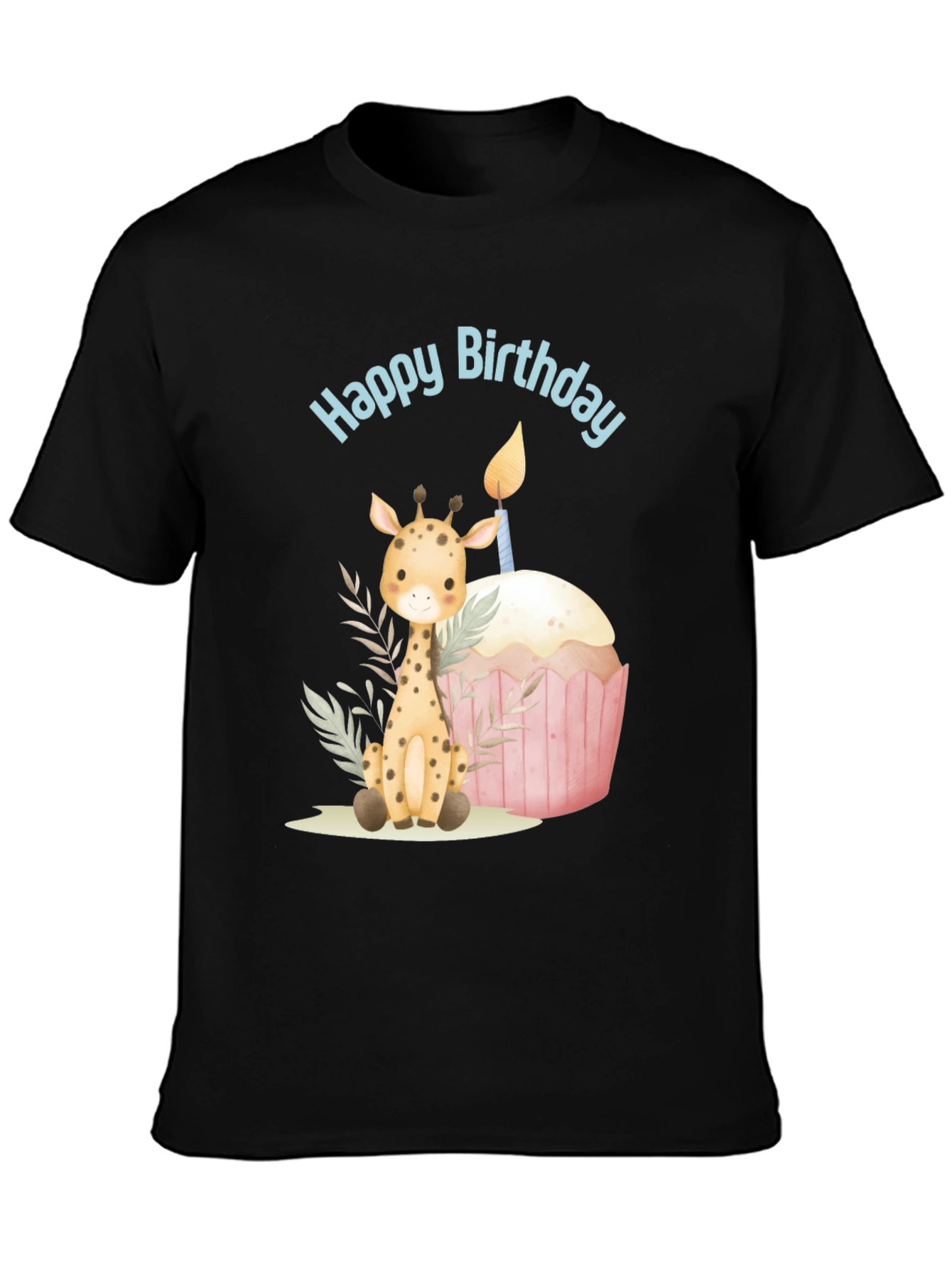 Black Giraffe Birthday Tee view 3