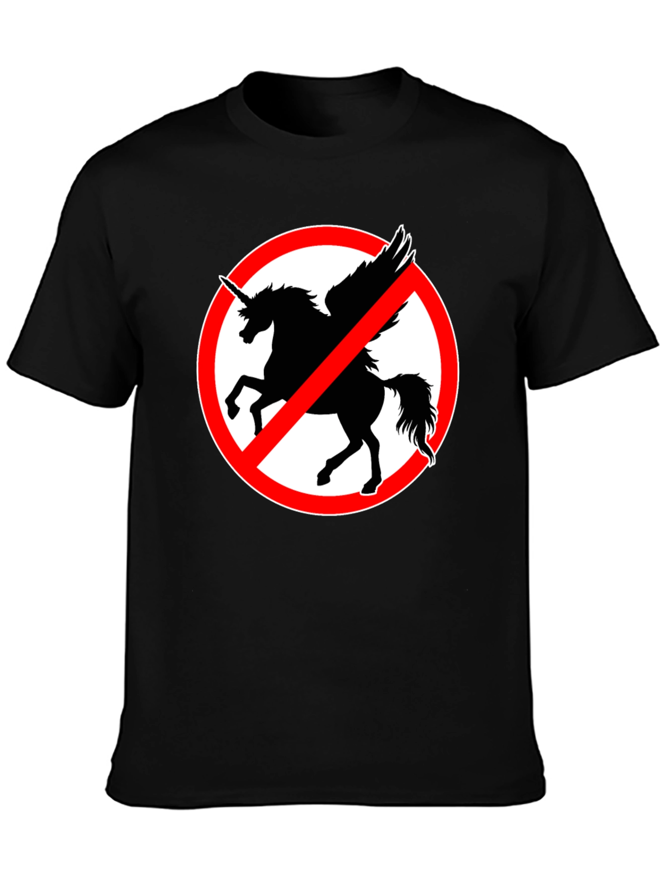 Black No Unicorns T-Shirt - Men's Black Crew Neck Tee view 3