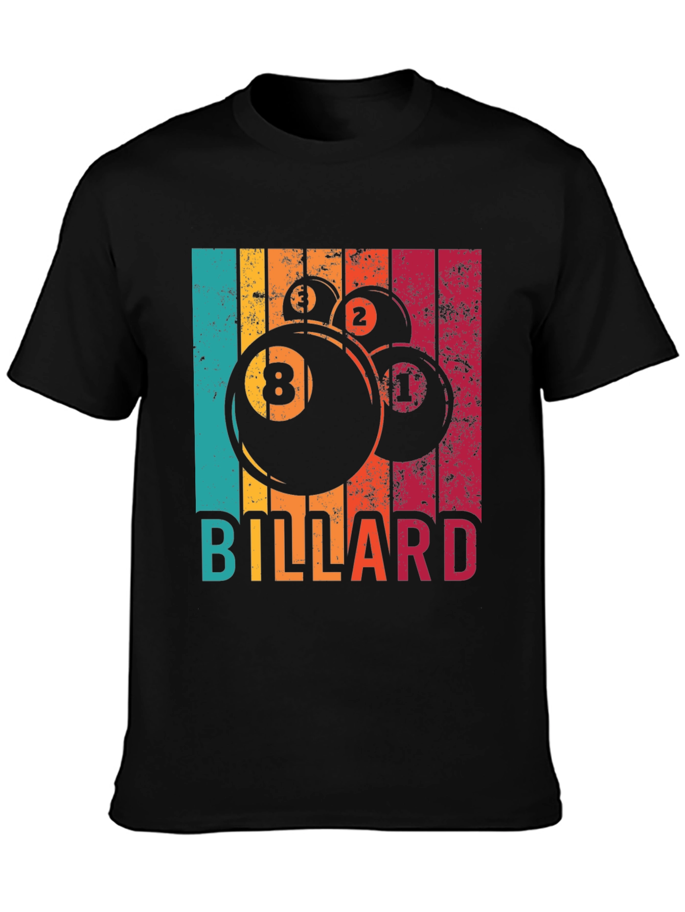 Black Retro Billiards T-Shirt - Vintage Pool Design view 3