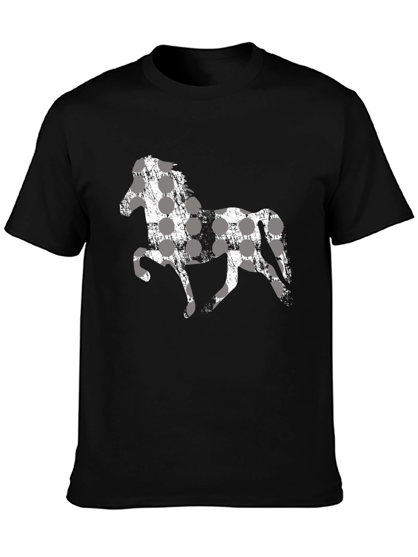 Black Horse Silhouette Men's Black T-Shirt view 3