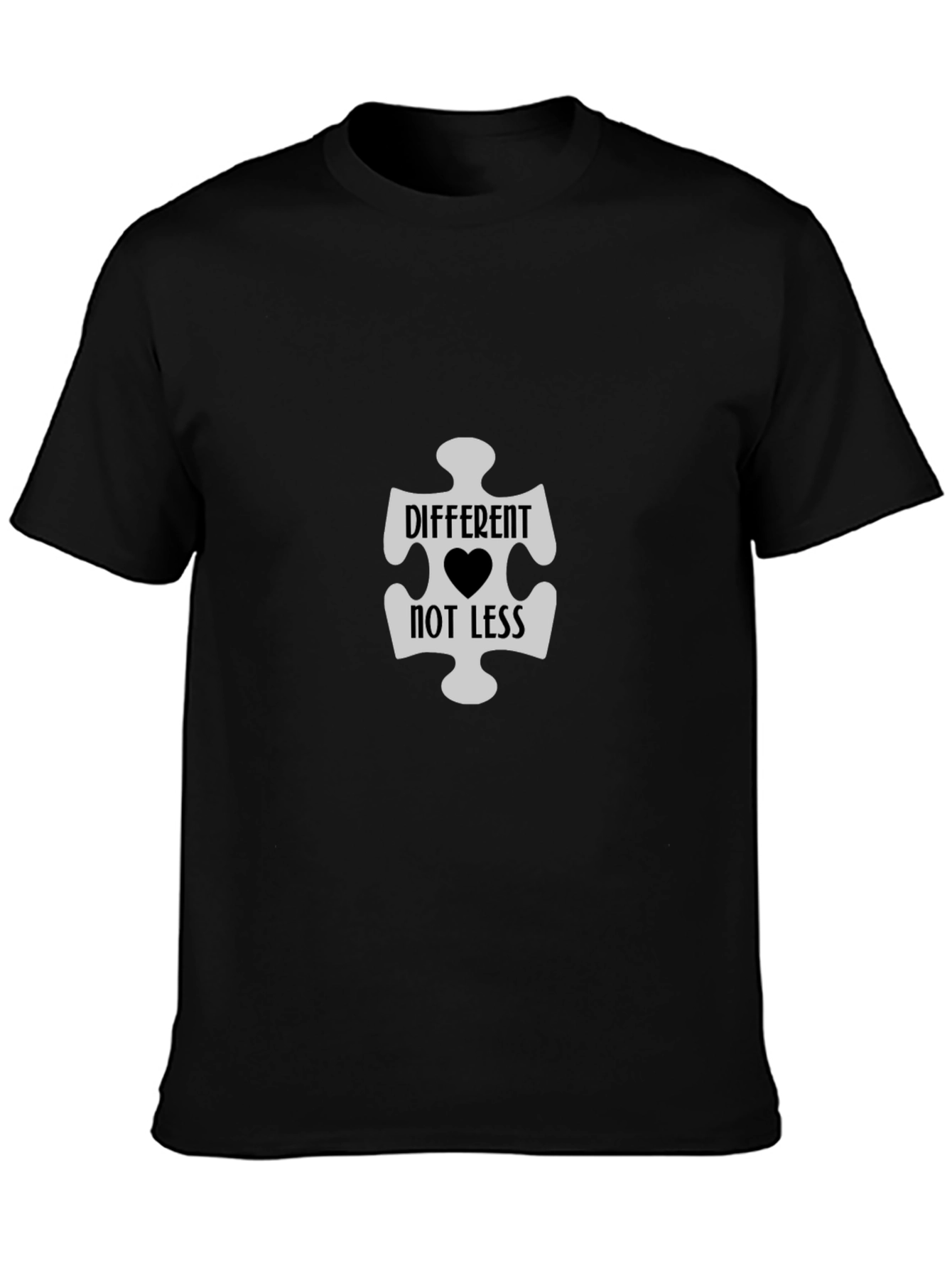 Black Autism Awareness Puzzle Piece T-Shirt view 3
