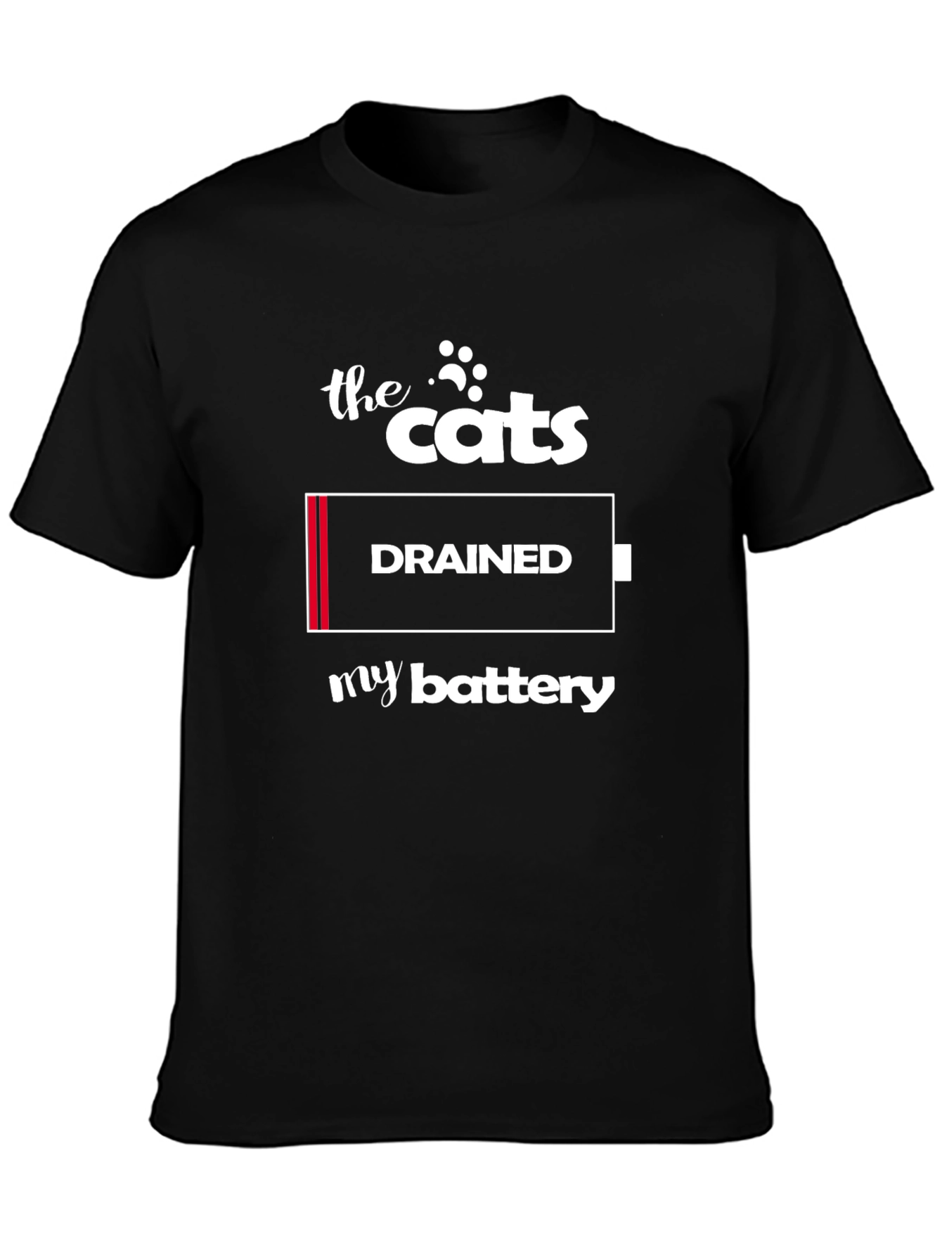Black The Cats Drained My Battery Graphic T-Shirt view 3