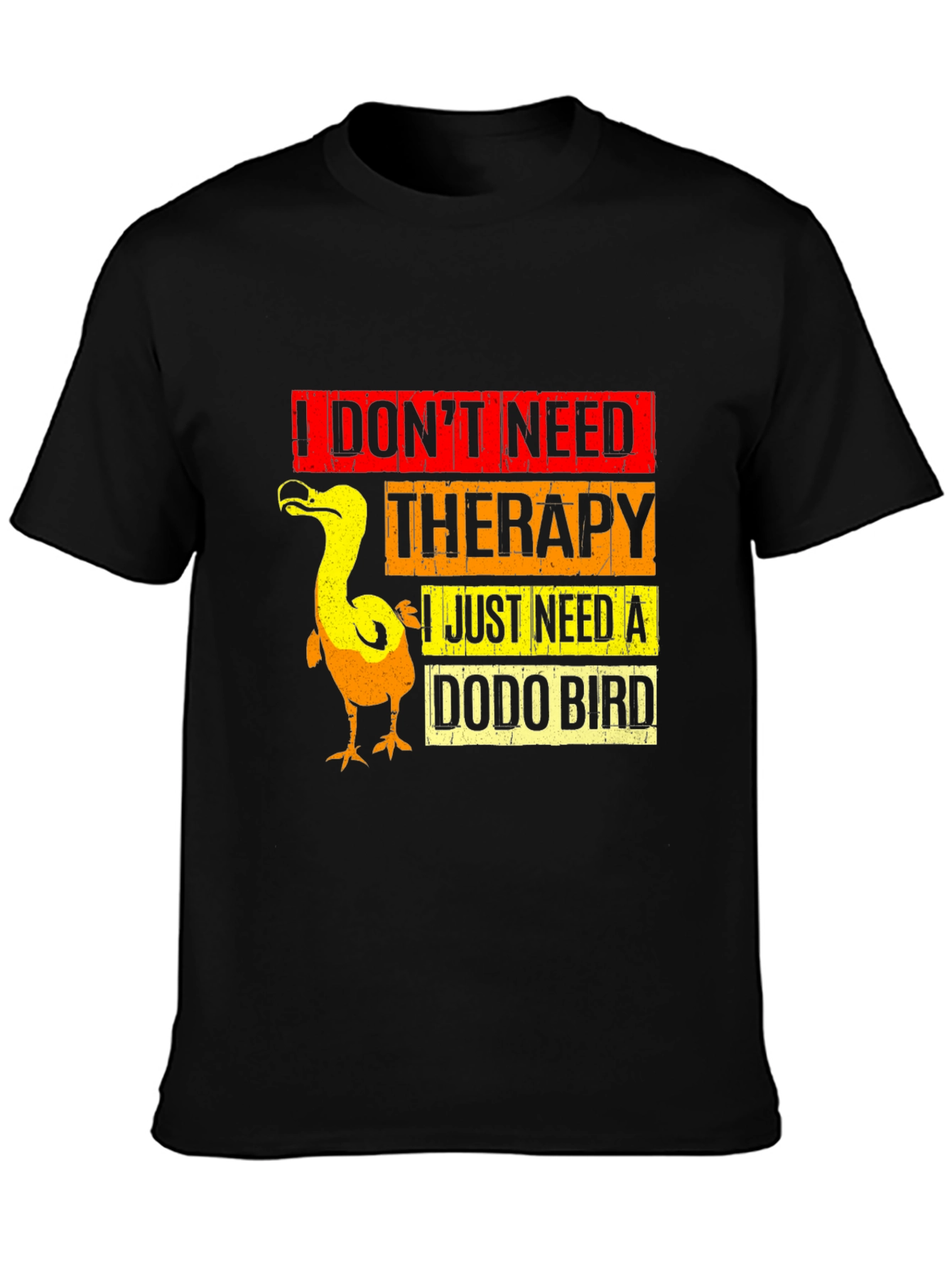 Black Dodo Bird Therapy T-Shirt, Funny Graphic Tee view 3