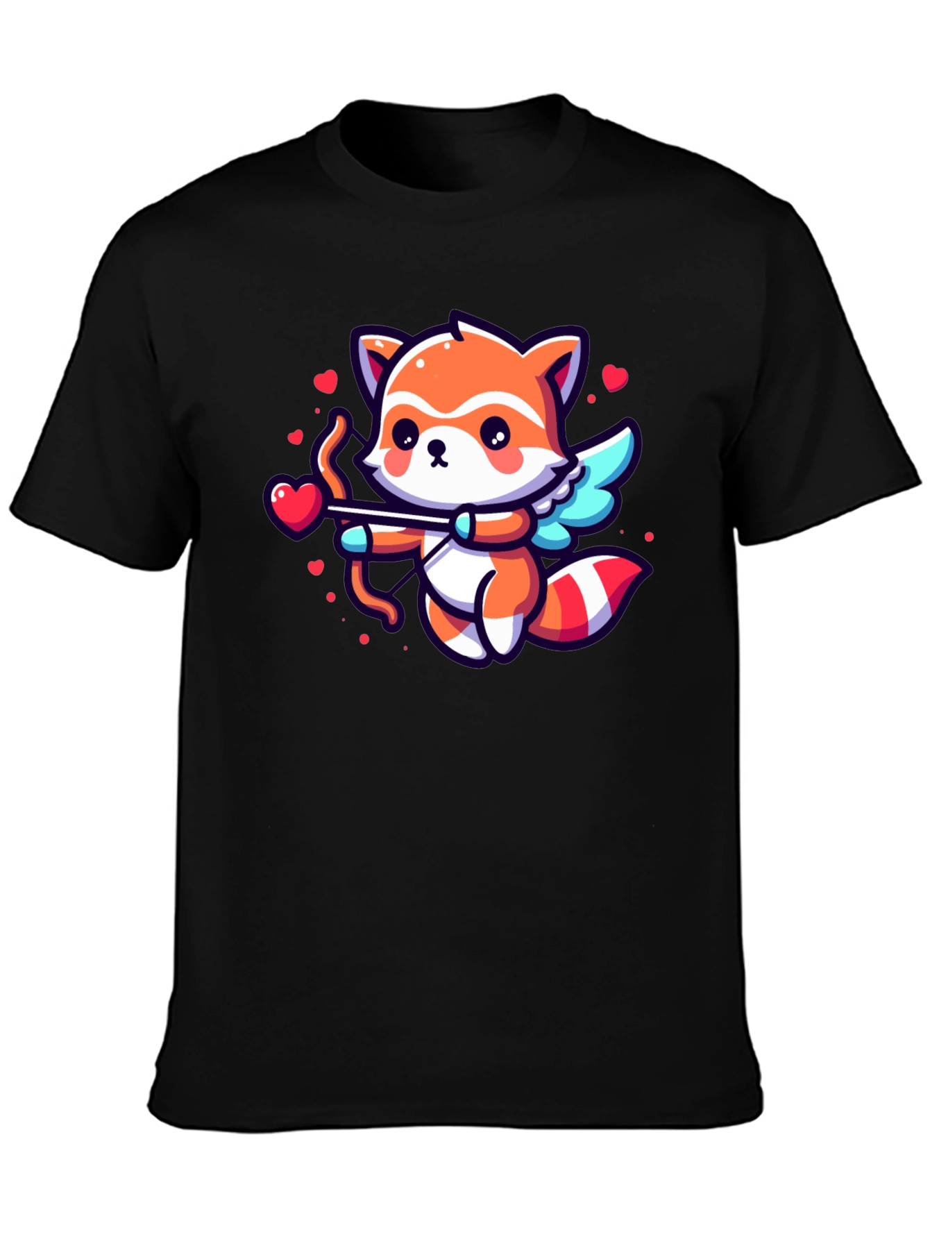 Black Cute Cupid Fox Graphic Tee view 3