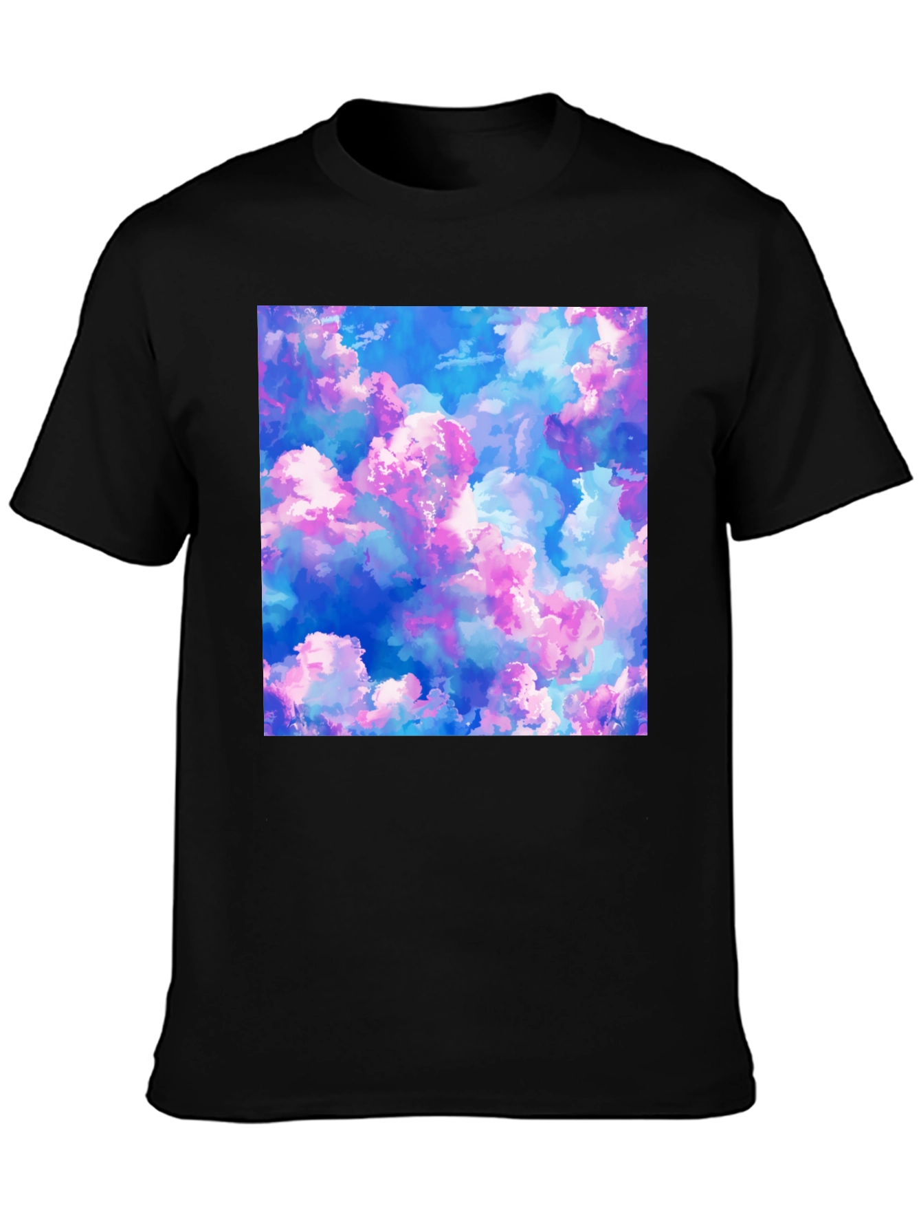 Black Dreamy Cloudscape Graphic Tee - Soft Black Cotton view 3