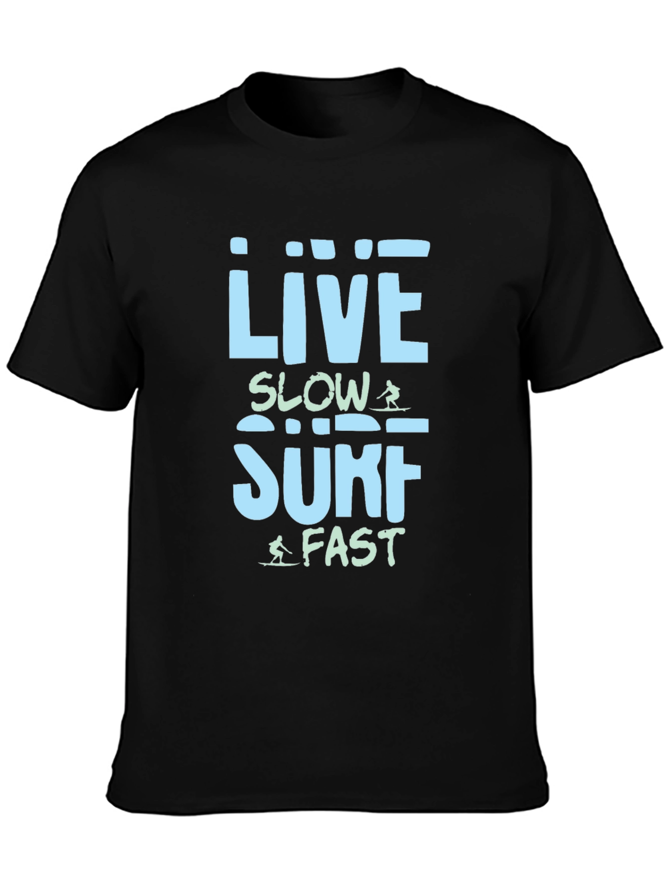 Live Slow Surf Fast T-Shirt - Black Cotton Tee - 3