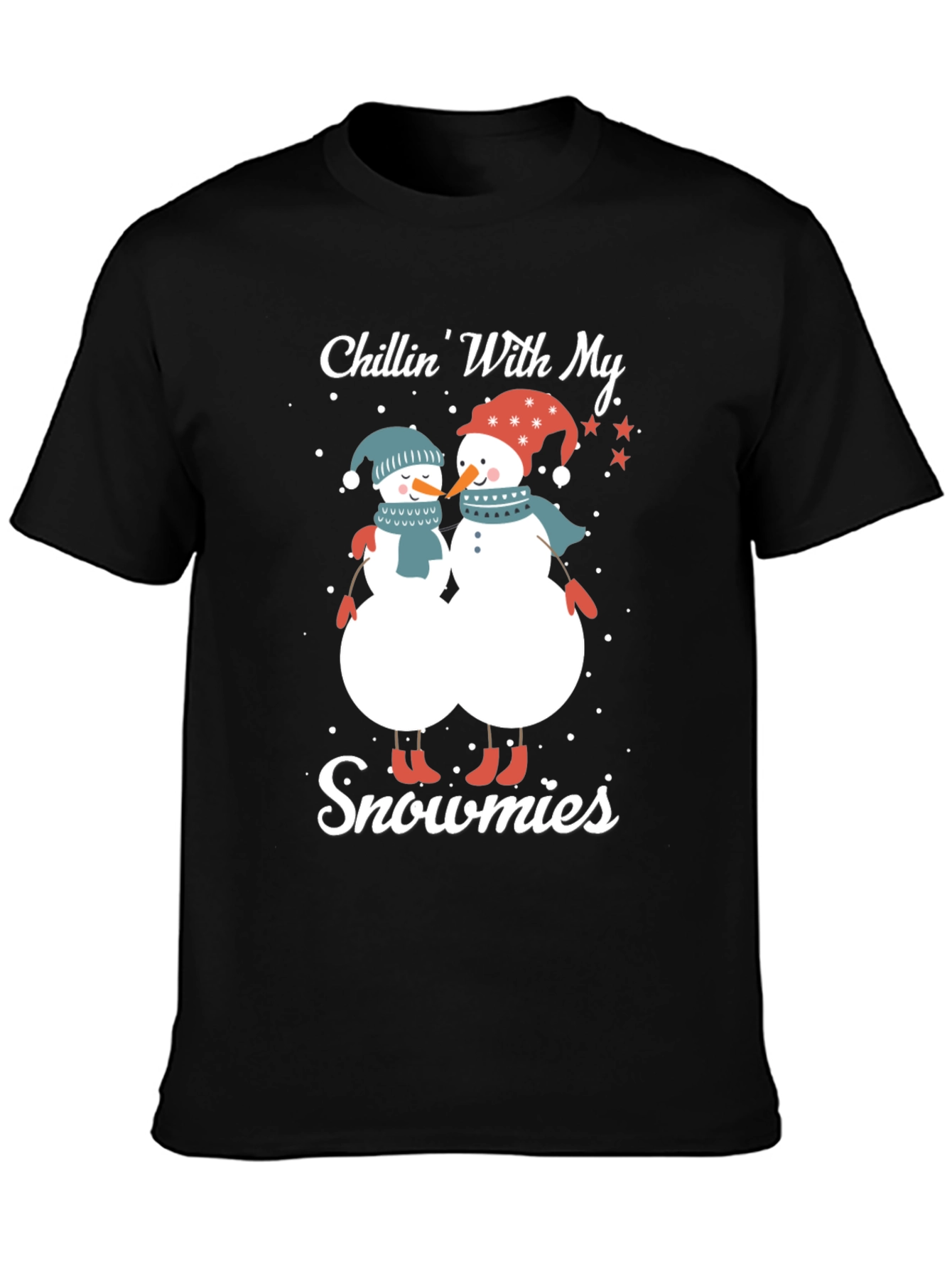 Black Chillin' With My Snowmies T-Shirt view 3