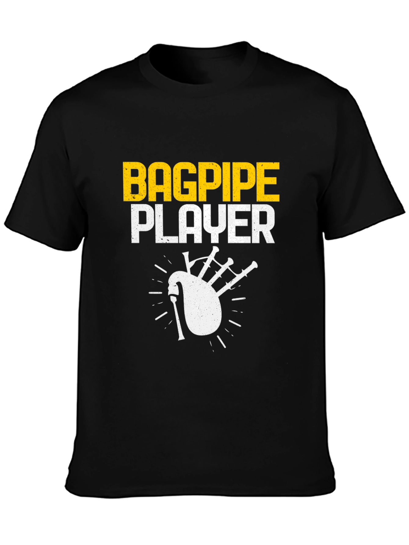 Black Bagpipe Player Graphic T-Shirt - Musician Tee view 3