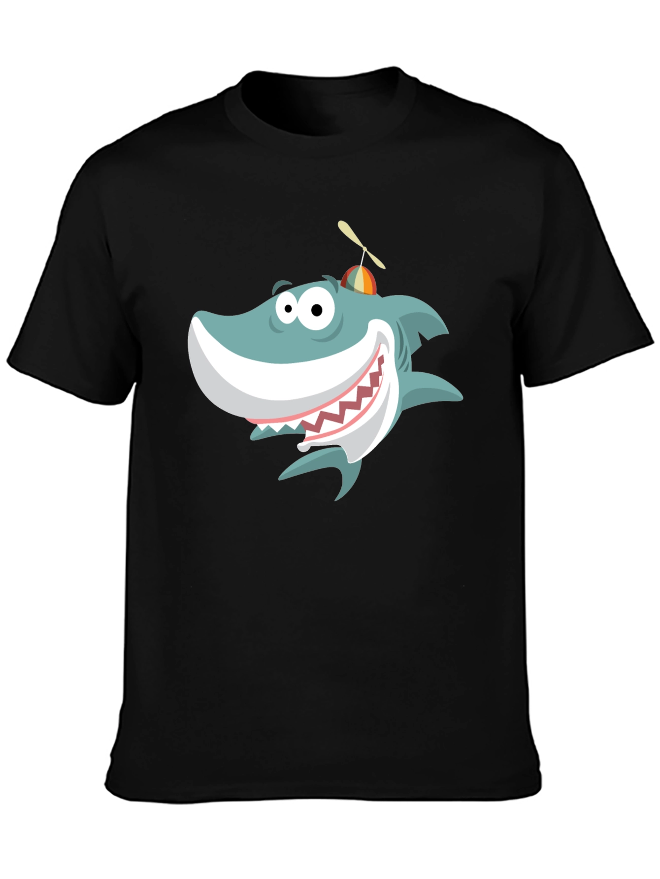 Black Cartoon Shark Graphic Tee - Fun & Unique Design view 3