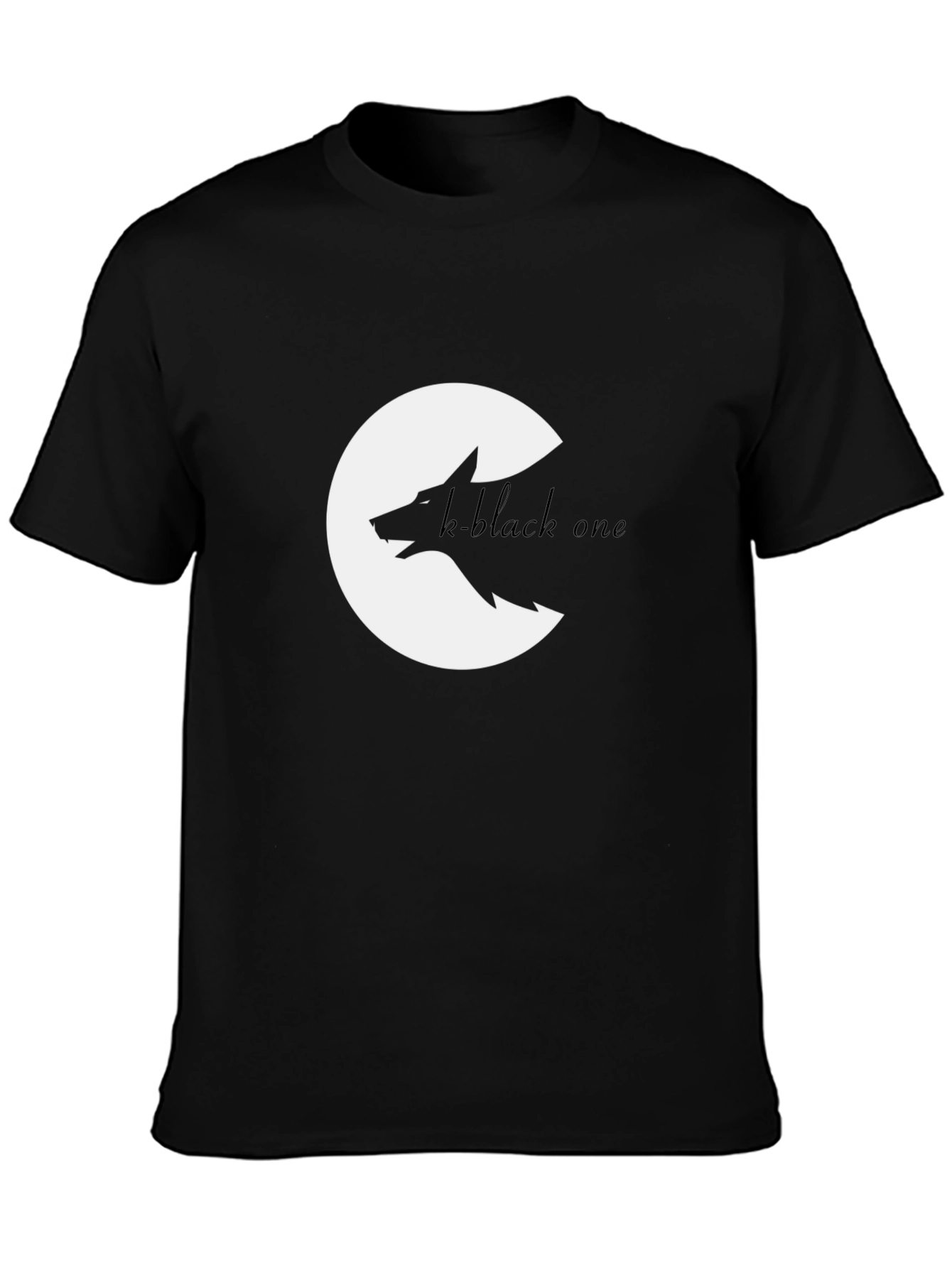 Black Black Wolf Graphic Tee - Crescent Moon Design view 3