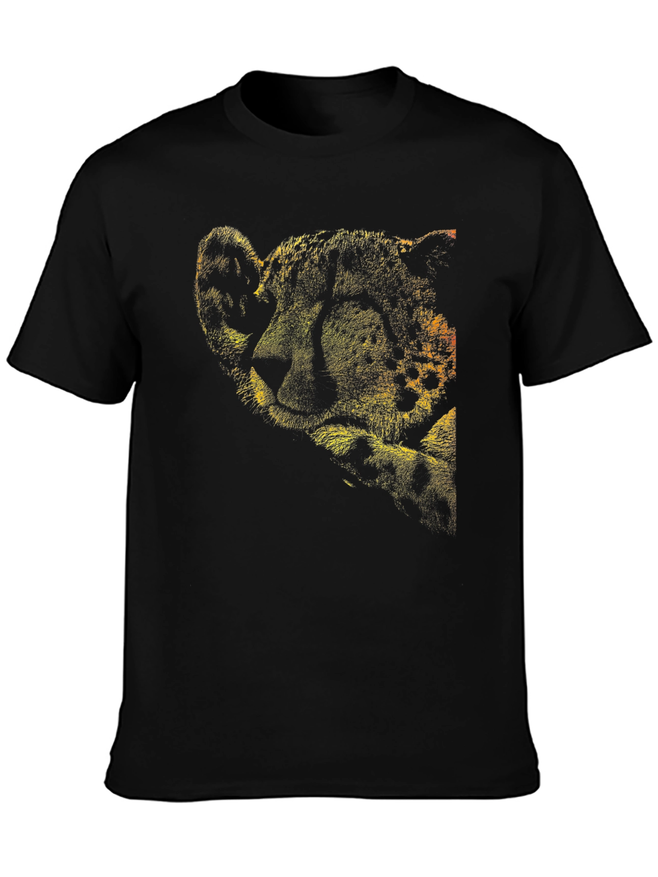 Black Cheetah Print Crew Neck T-Shirt view 3