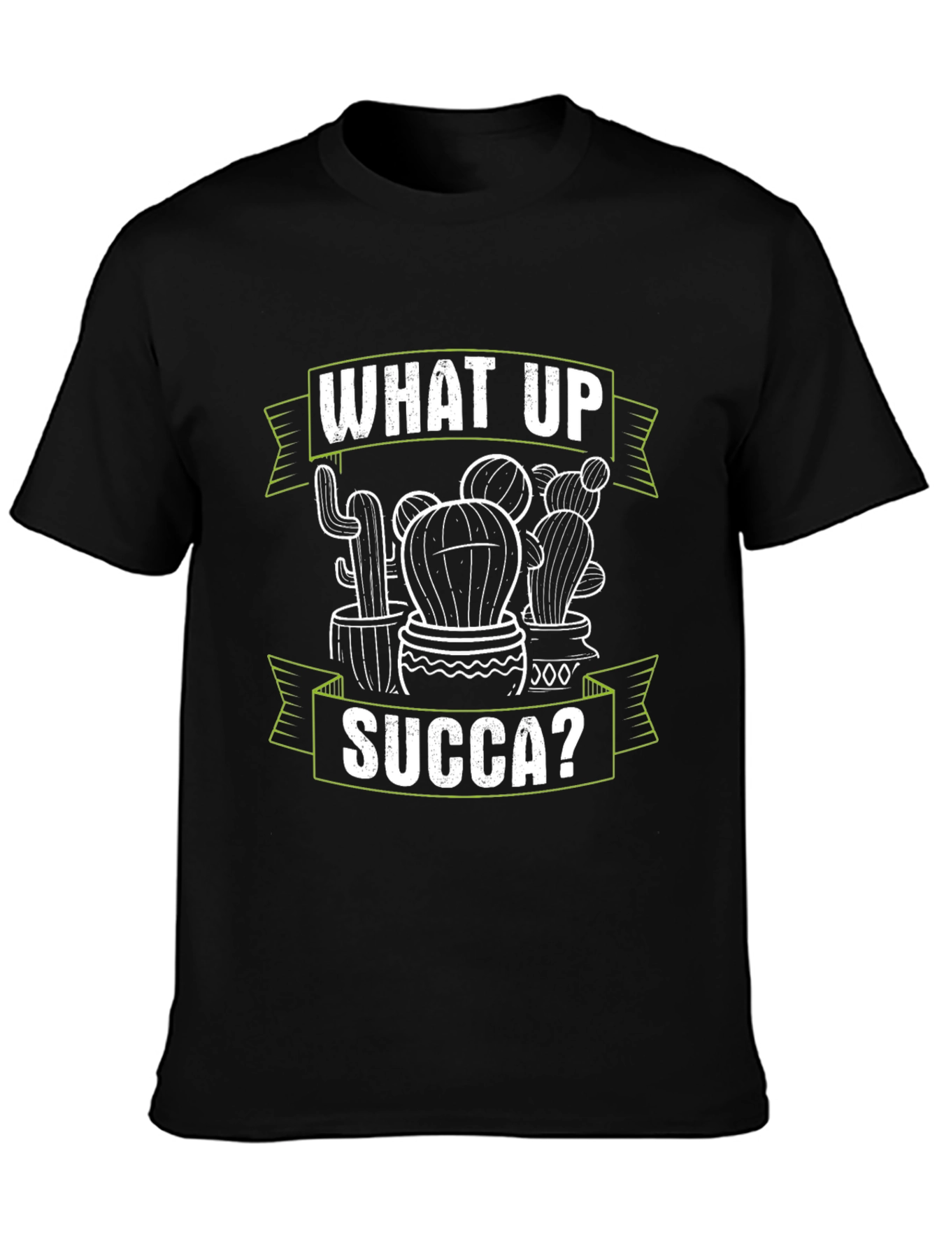 Black What Up Succa? Graphic T-Shirt - Funny Cactus Tee view 3