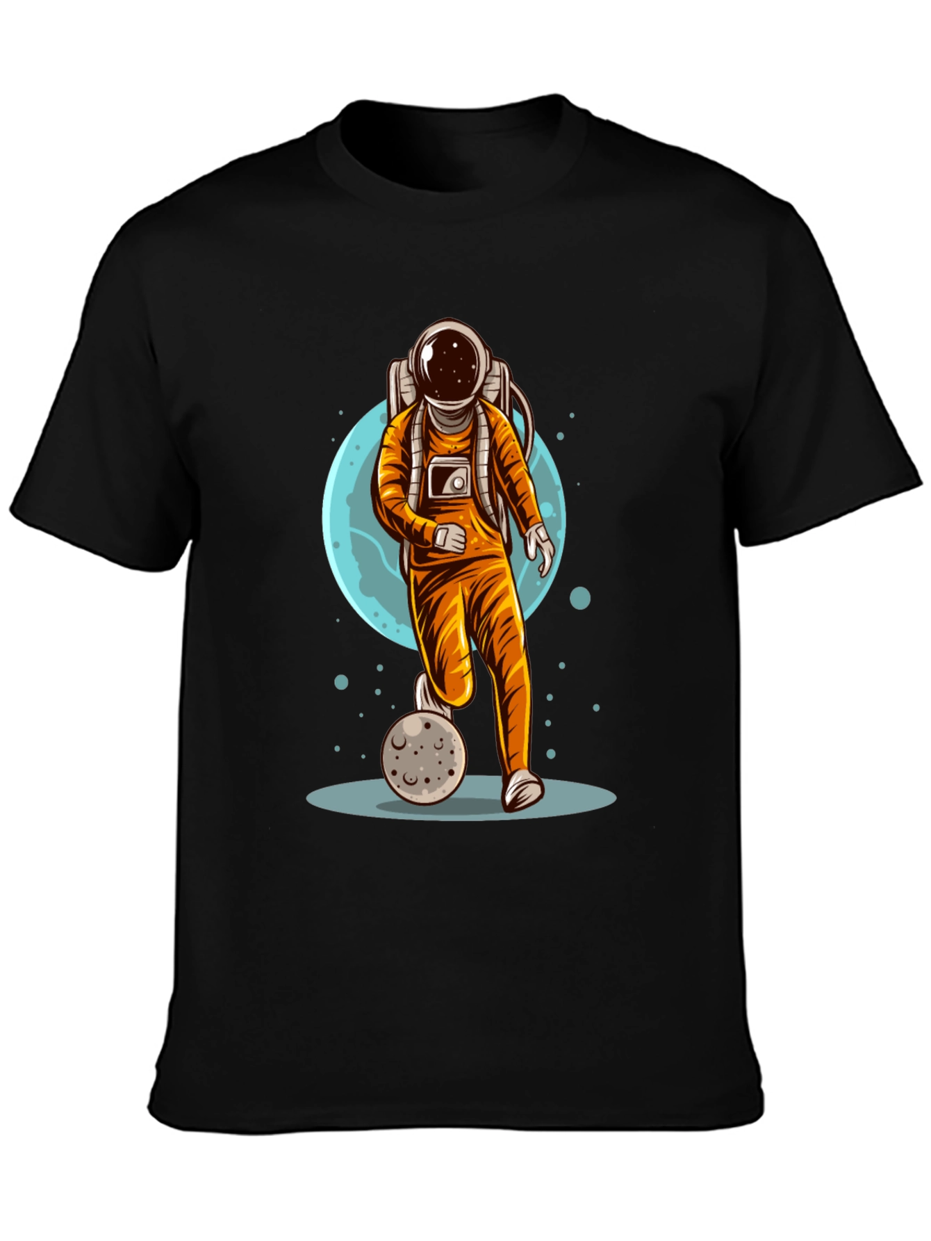 Black Astronaut Soccer T-Shirt - Space Graphic Tee view 3
