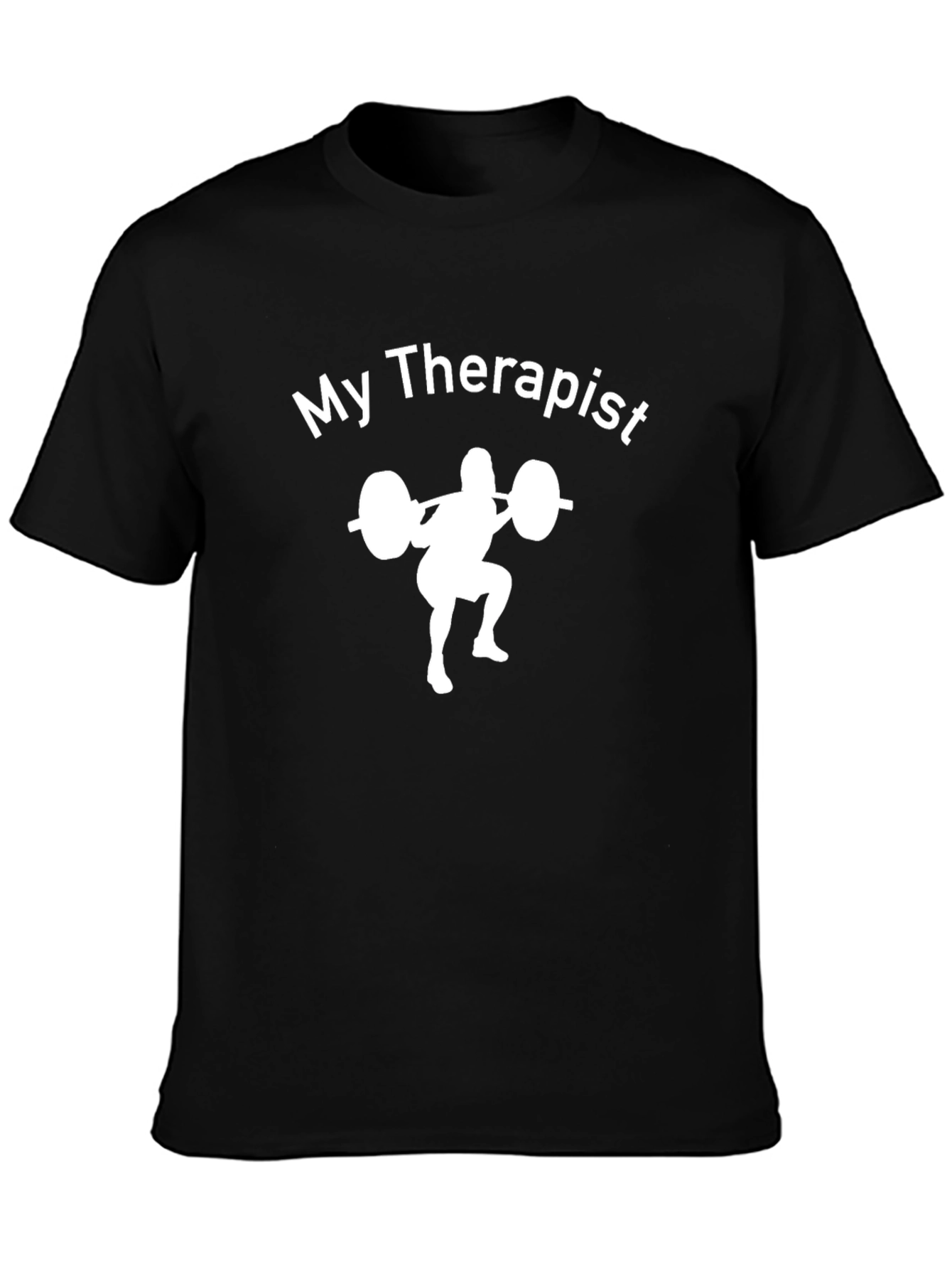Black My Therapist Weightlifting Graphic Tee view 3