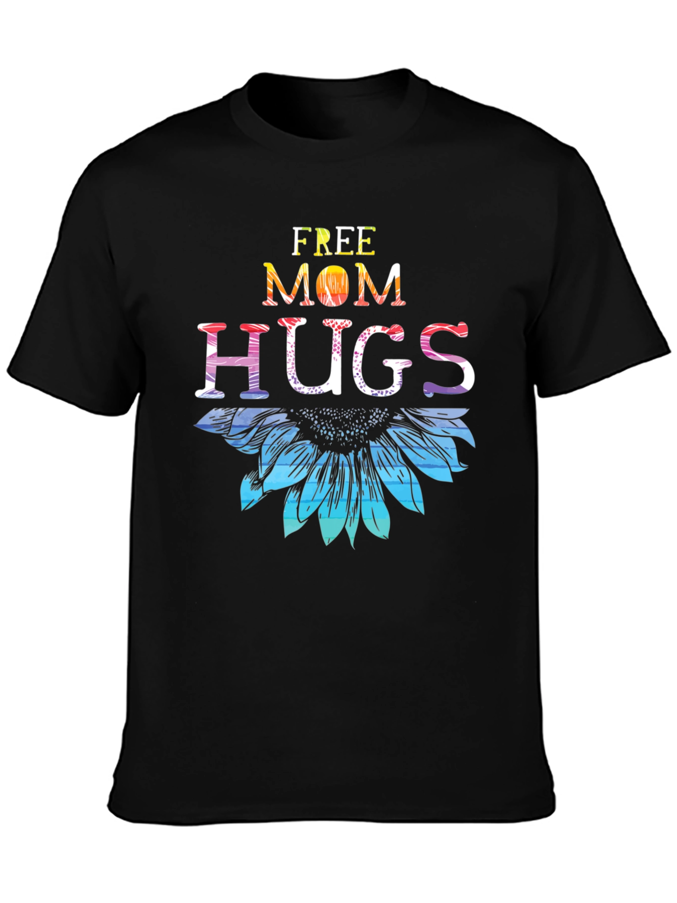 Black Free Mom Hugs Sunflower T-Shirt view 3