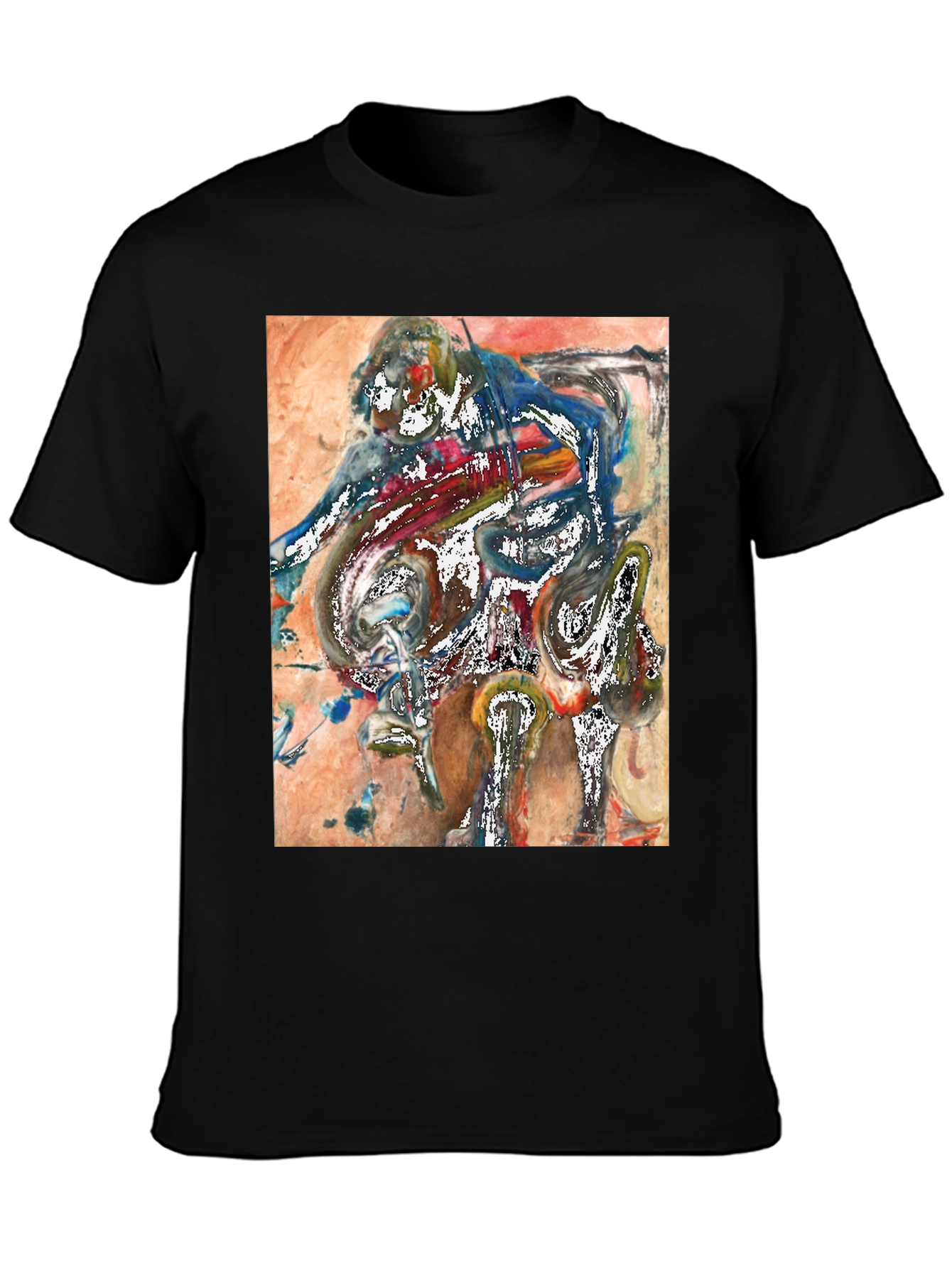 Black Abstract Art Graphic Tee - Unique Men's T-Shirt view 3