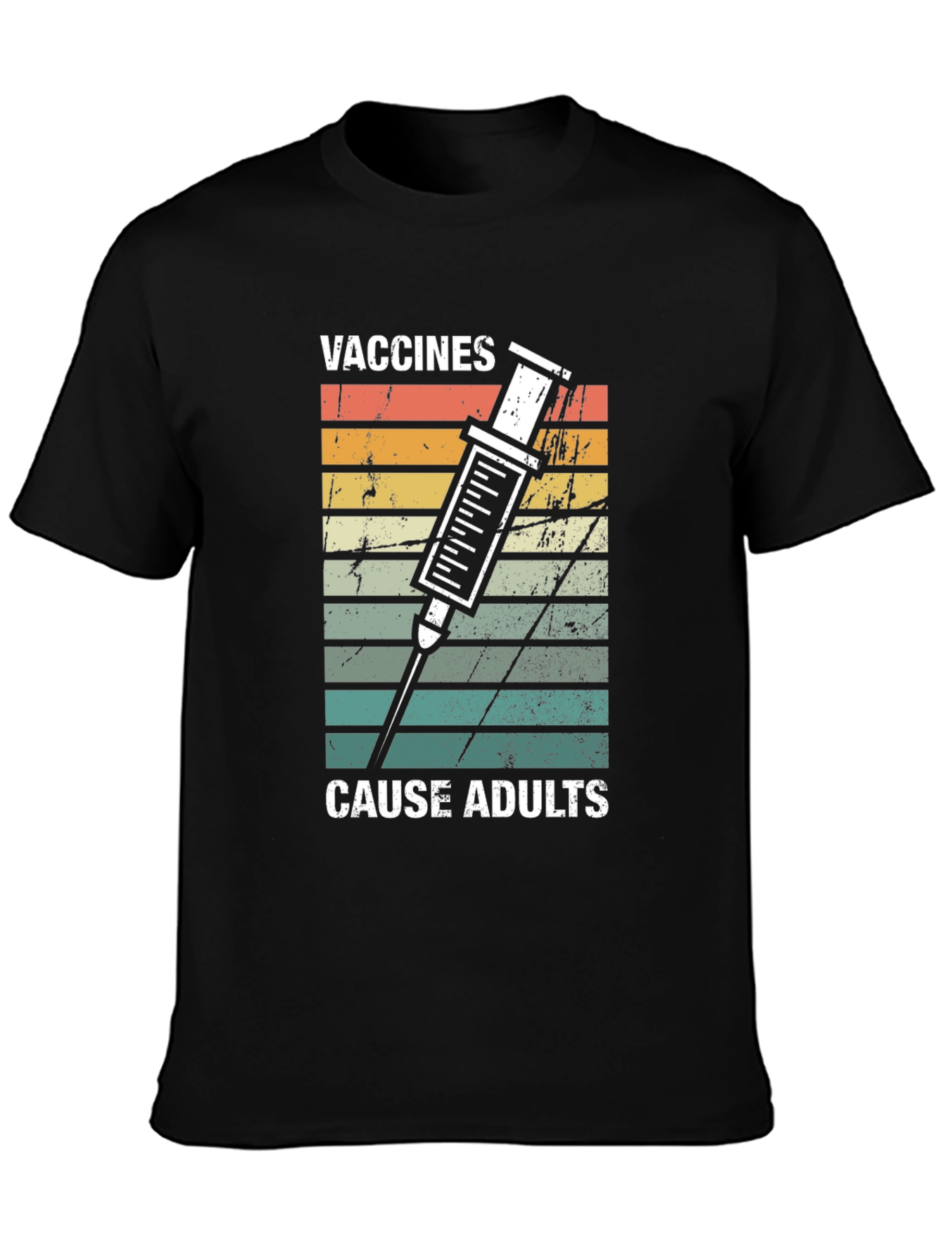 Black Vaccines Cause Adults Graphic T-Shirt view 3